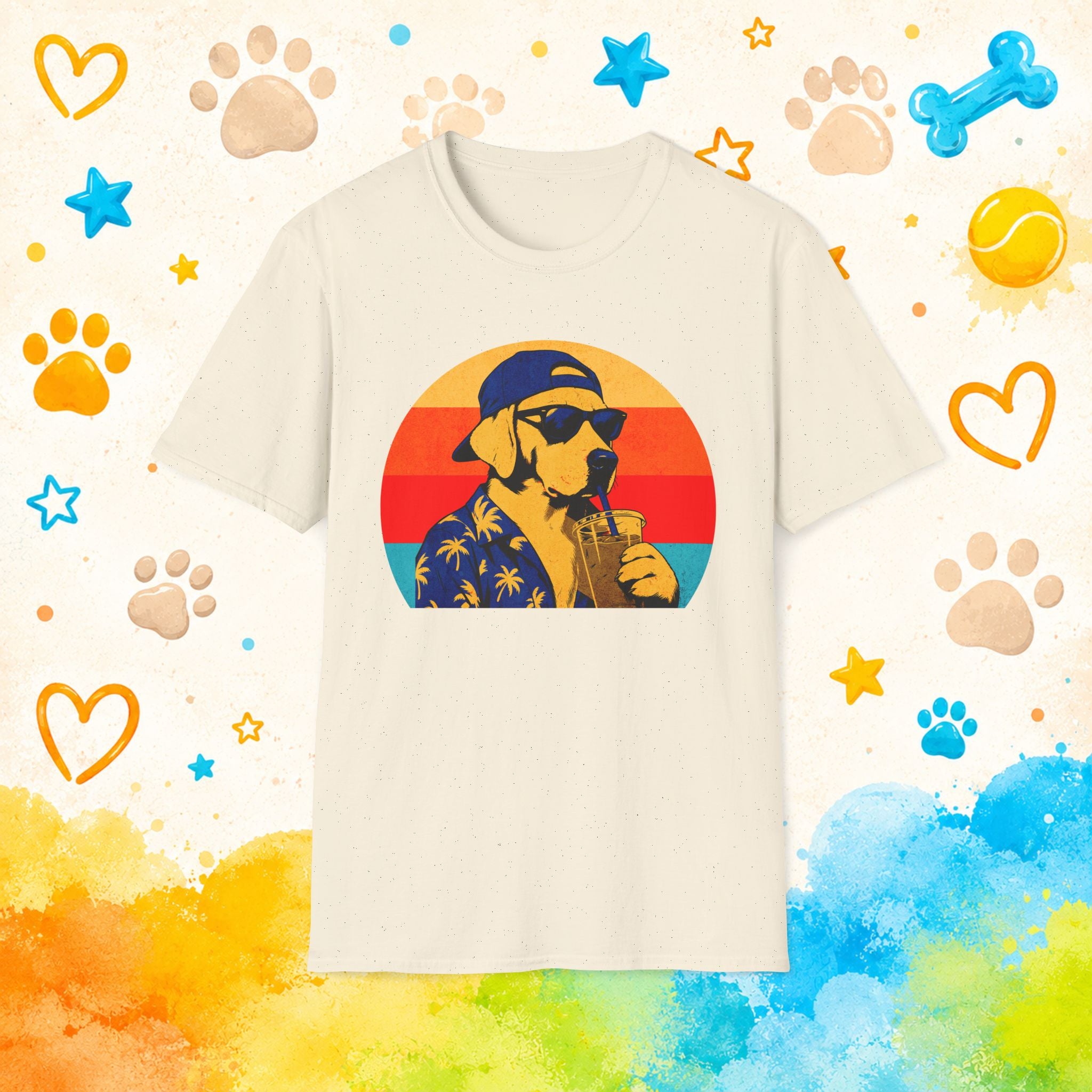 Labrador Retro Cool Sunglasses & Hawaiian Theme T-shirt