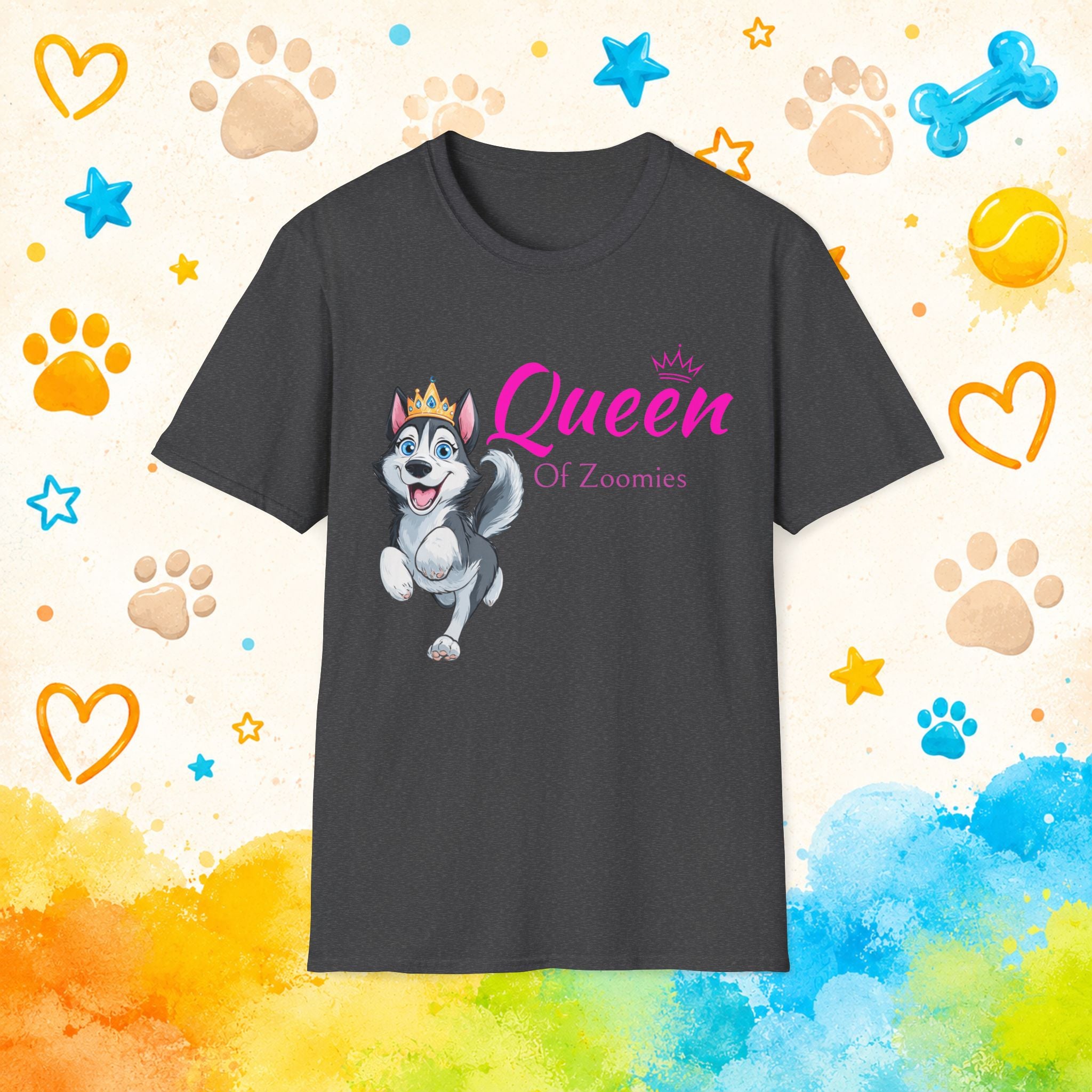 Queen of Zoomies | Funny Siberian Husky T-Shirt | Husky Personality Graphic Tee for Dog Lovers