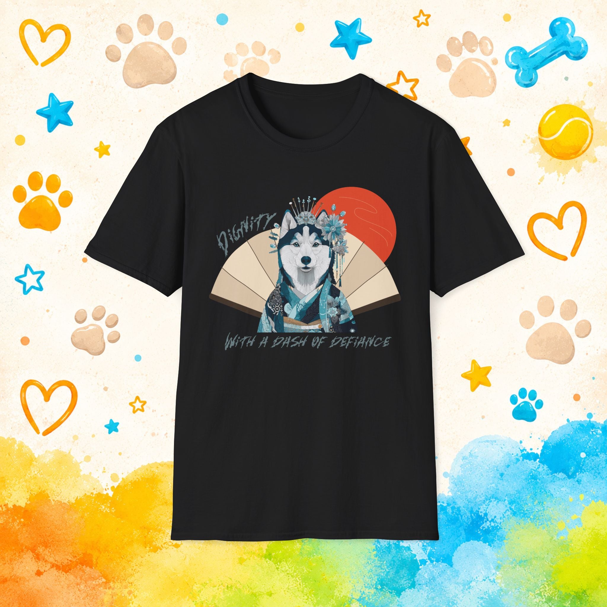 Siberian Husky Geisha T-Shirt | Dignity With a Dash of Defiance | Funny Husky Personality Graphic Tee
