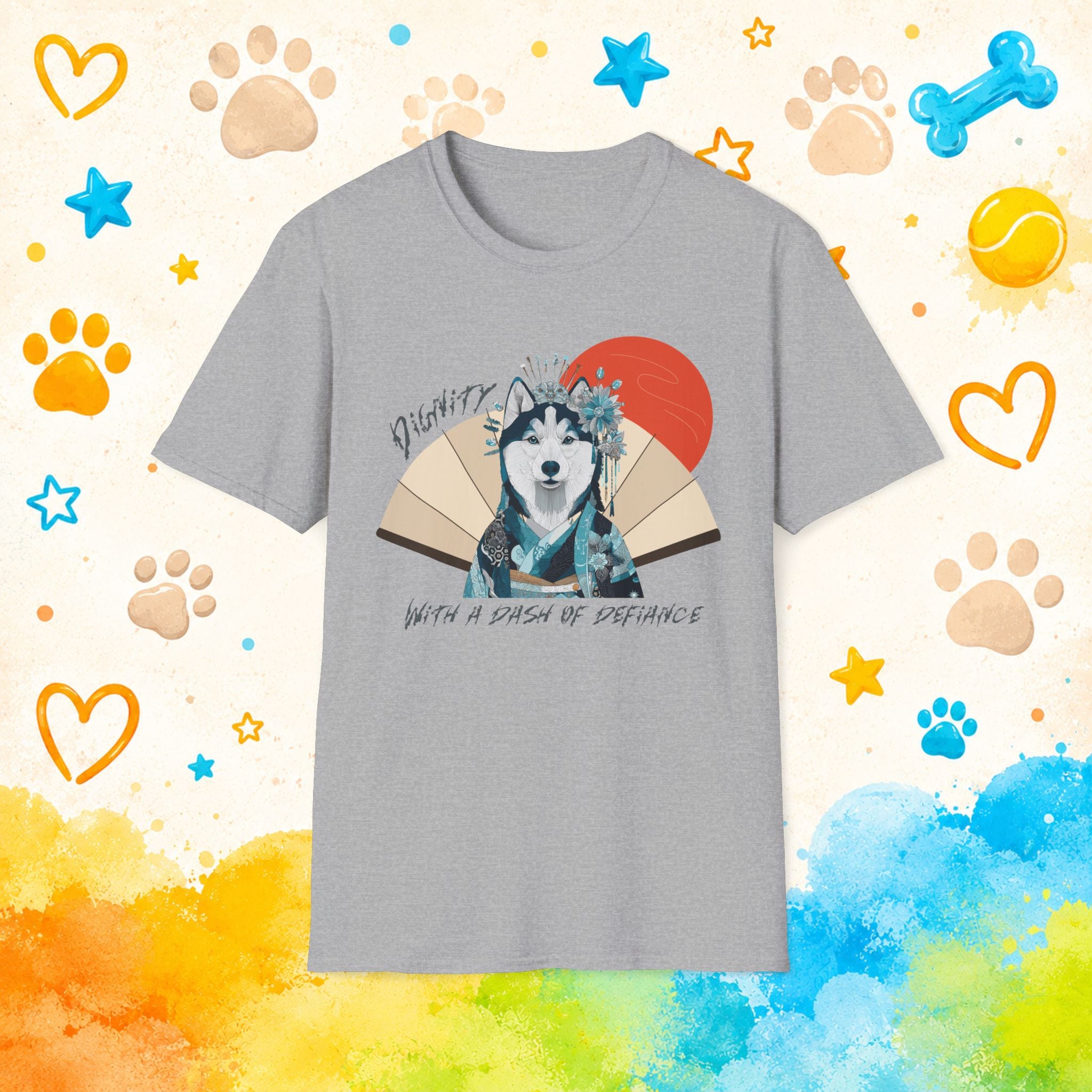 Siberian Husky Geisha T-Shirt | Dignity With a Dash of Defiance | Funny Husky Personality Graphic Tee
