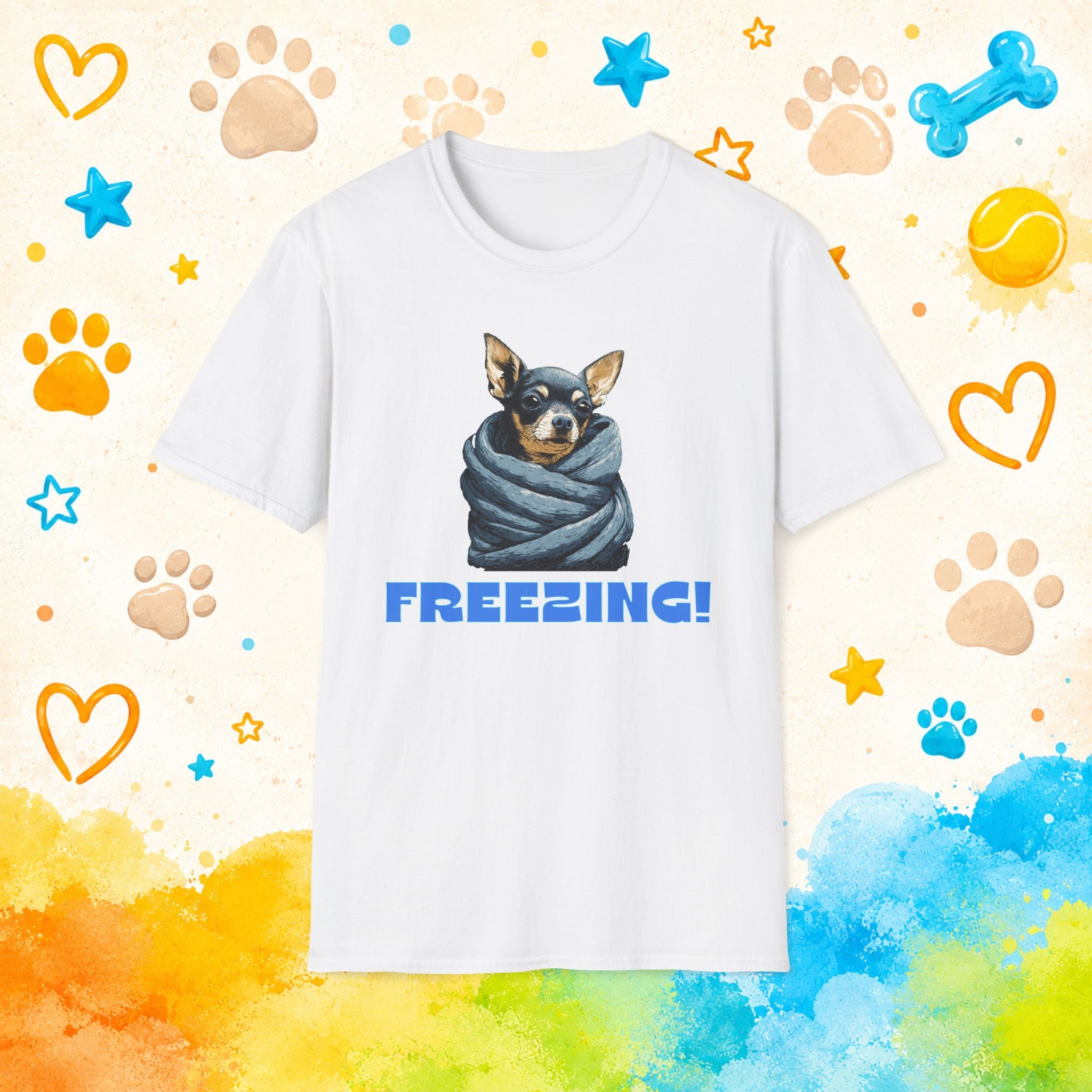 Freezing Funny Chihuahua T-Shirt – Cozy Blanket Burrito Dog Humor Tee