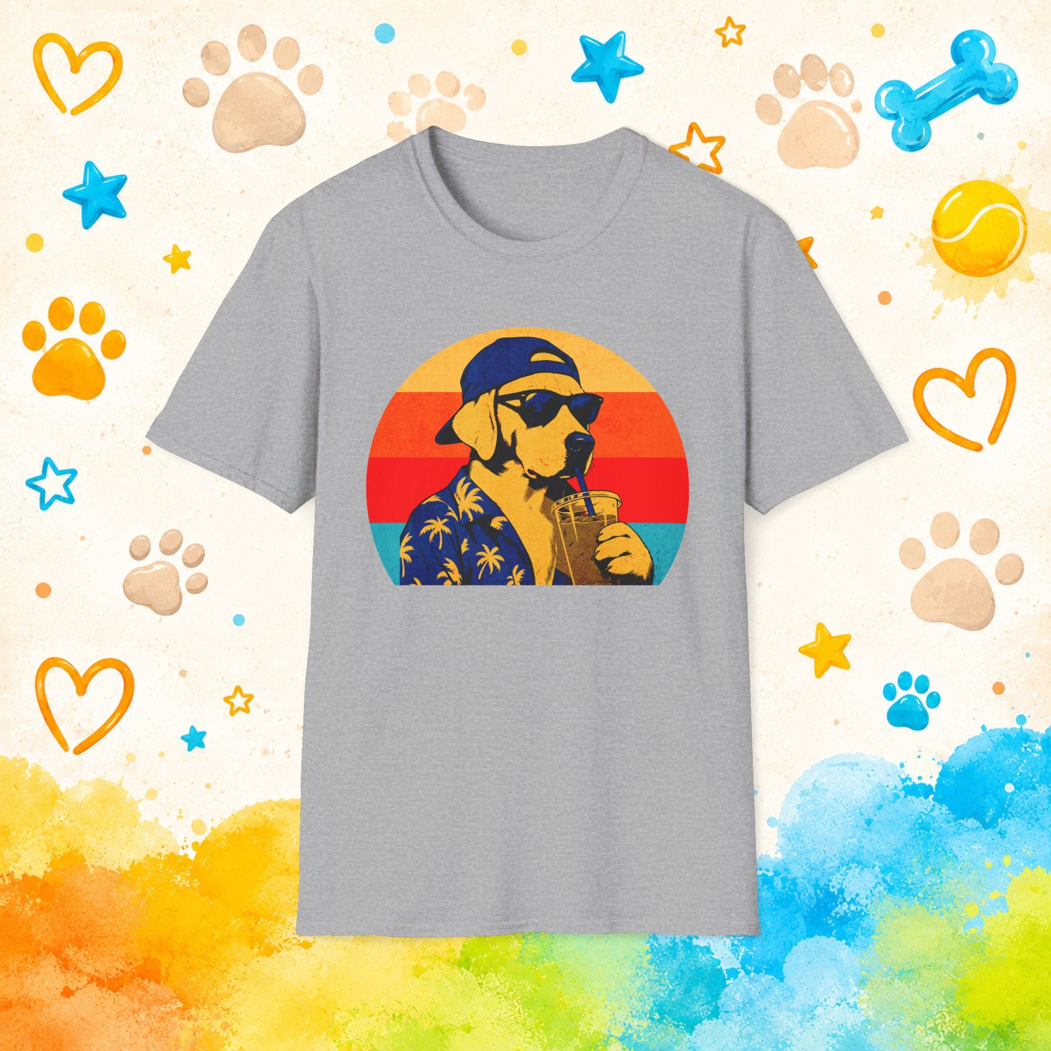 Labrador Retro Cool Sunglasses & Hawaiian Theme T-shirt