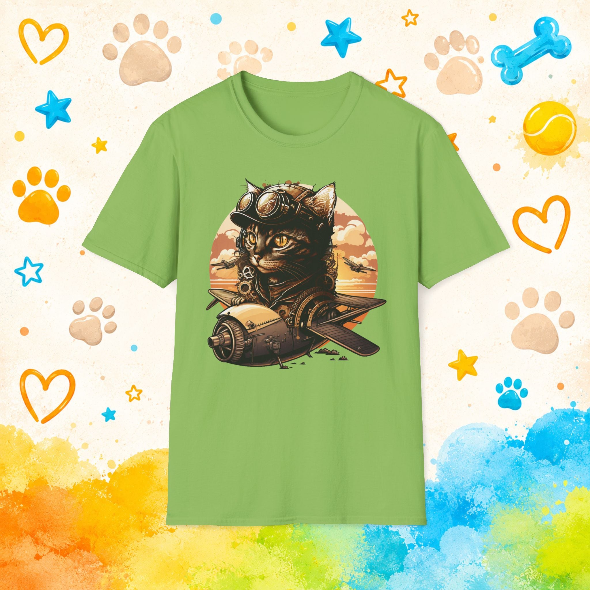 Pilot Cat T-Shirt — Vintage Aviator Cat Graphic Tee
