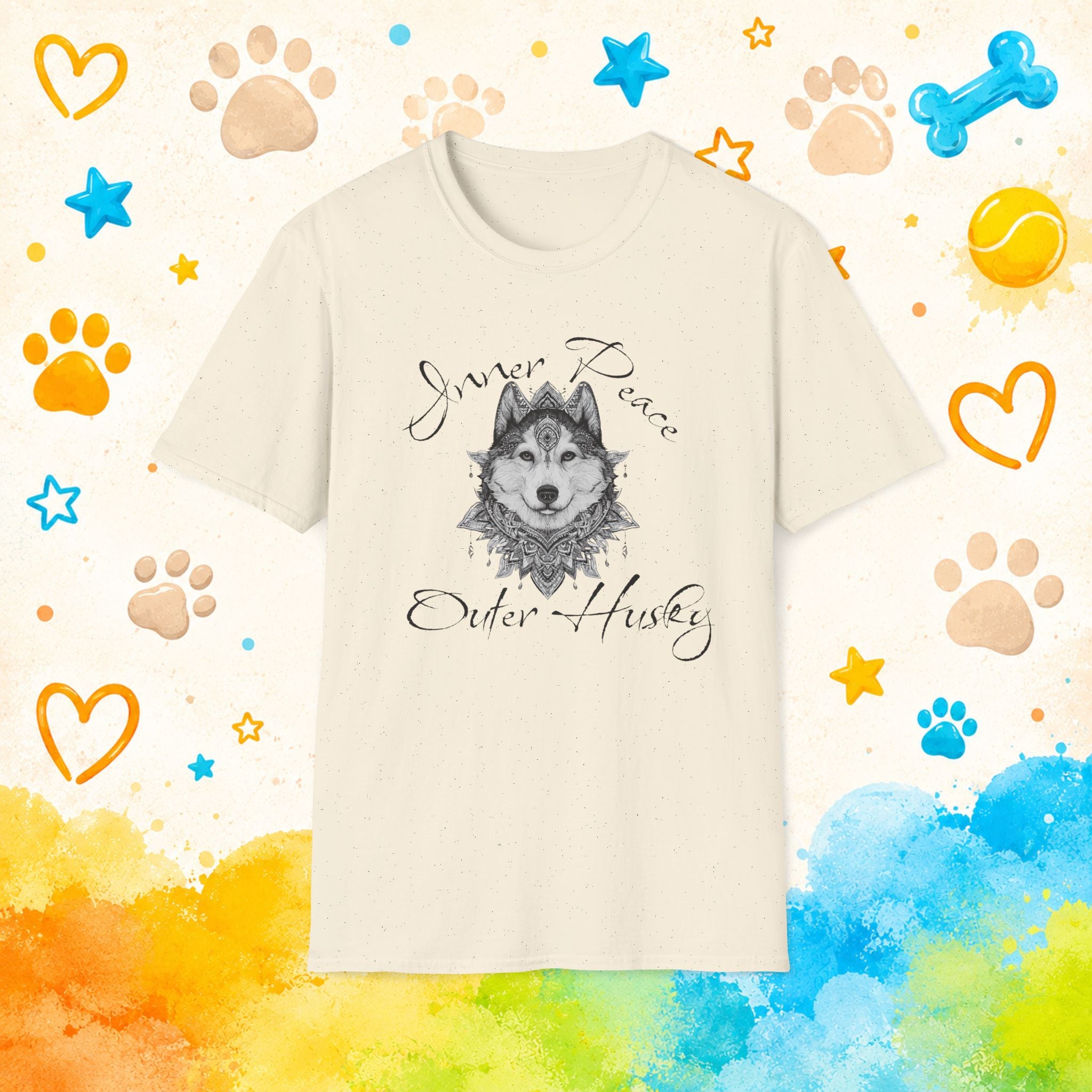 Inner Peace. Outer Husky. | Spiritual Siberian Husky Mandala T-Shirt | Zen Husky Graphic Tee