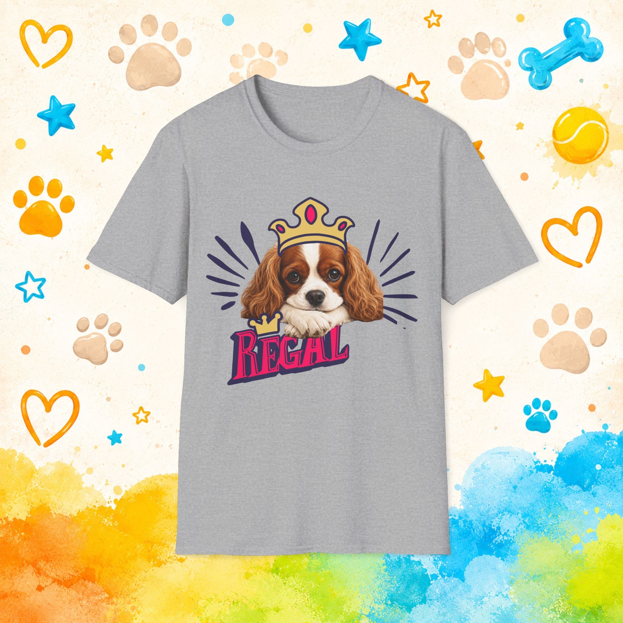 Regal Cavalier King Charles Spaniel T-Shirt – Crowned Cavalier Street Art Dog Tee