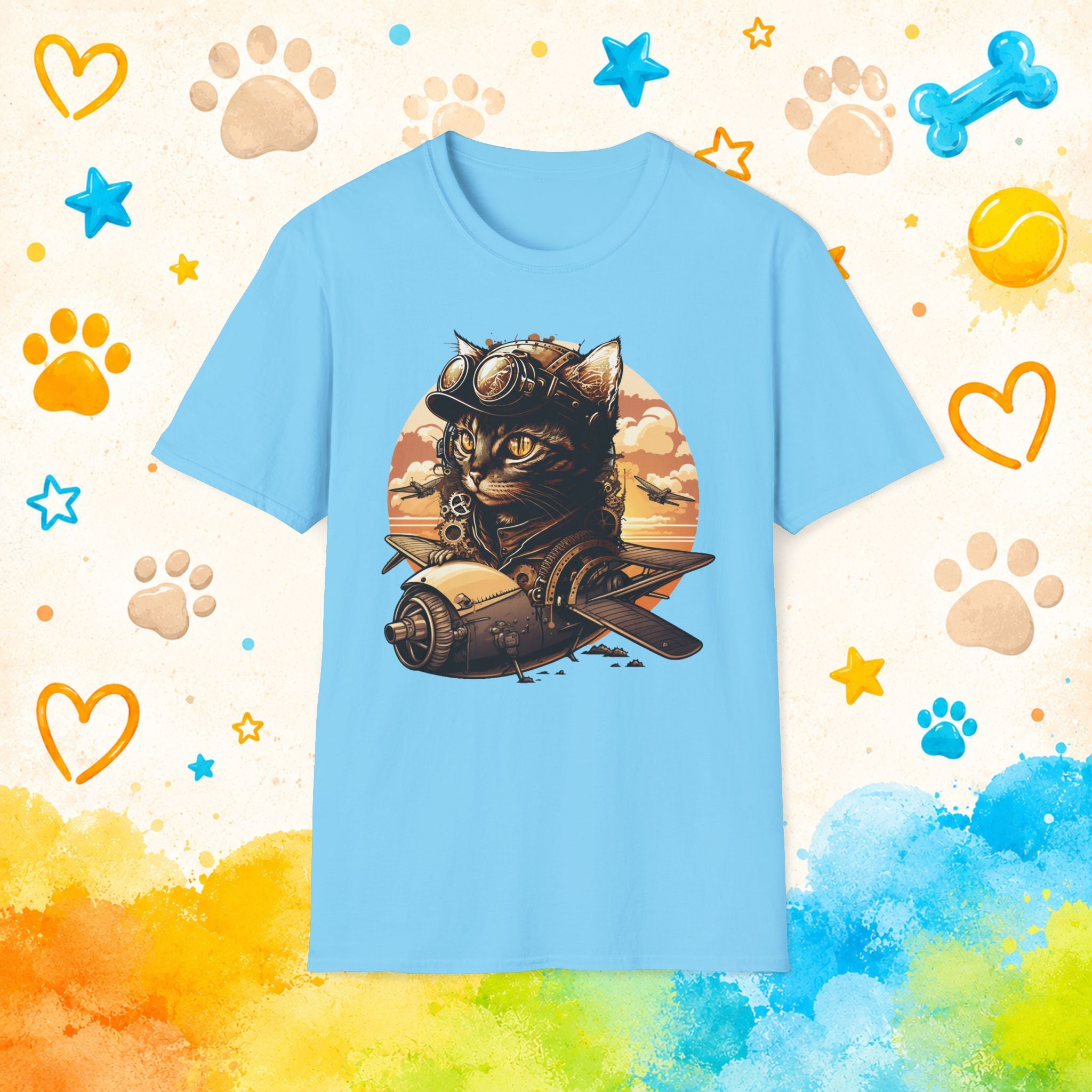 Pilot Cat T-Shirt — Vintage Aviator Cat Graphic Tee