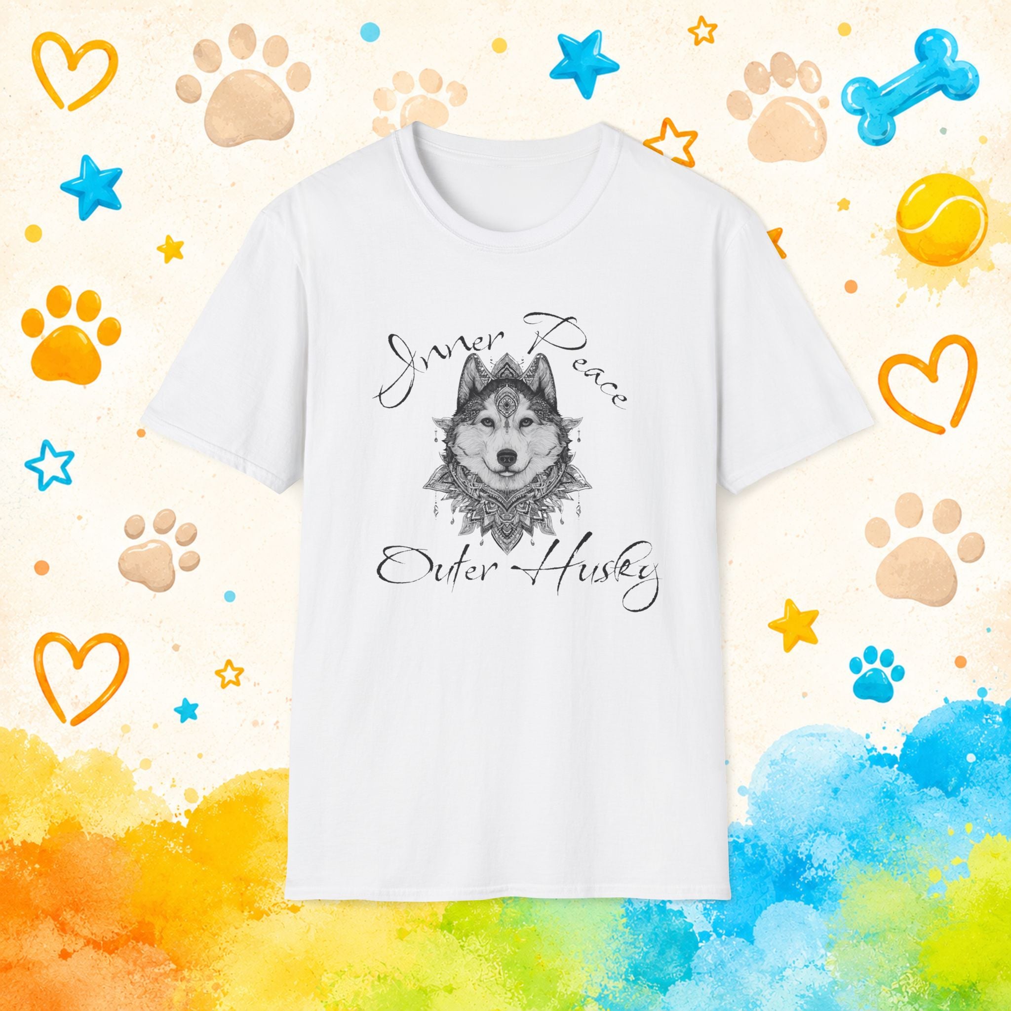 Inner Peace. Outer Husky. | Spiritual Siberian Husky Mandala T-Shirt | Zen Husky Graphic Tee
