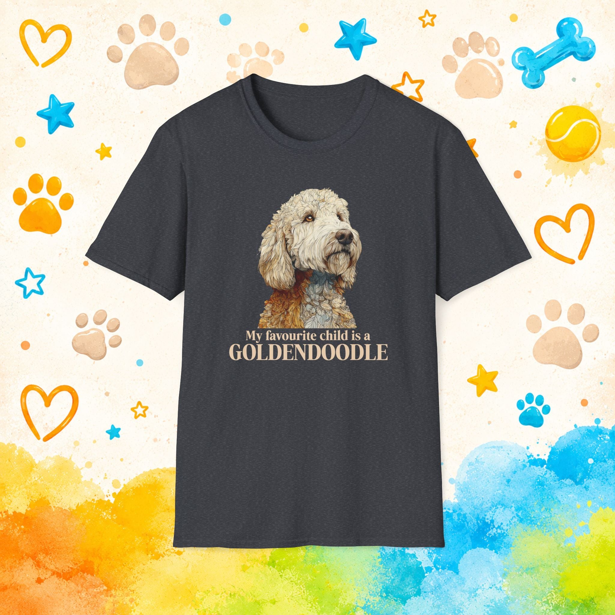 Goldendoodle Portrait T-Shirt | Watercolor Dog Illustration
