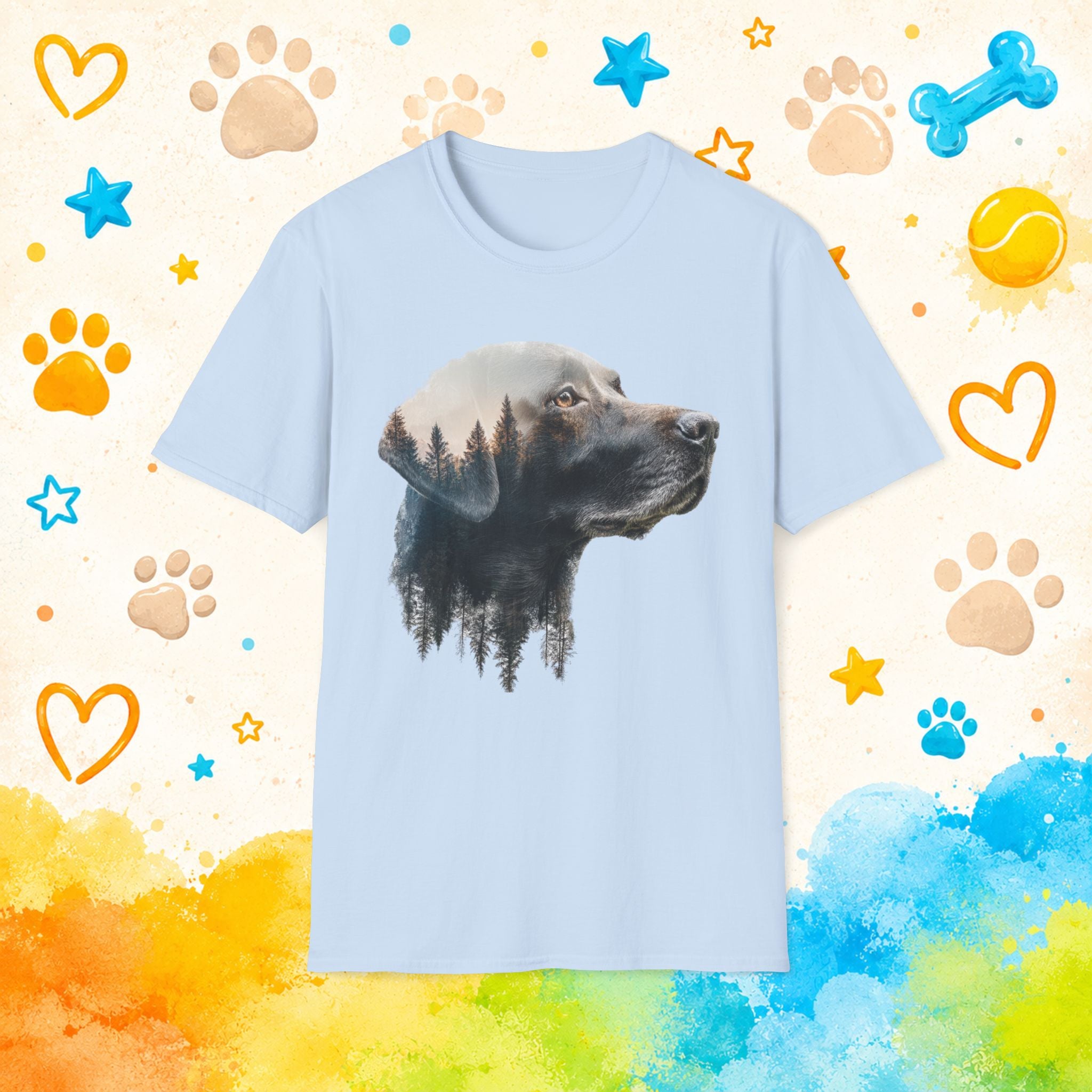 Labrador Double Exposure Forest T-Shirt | Dog Silhouette Nature Tee