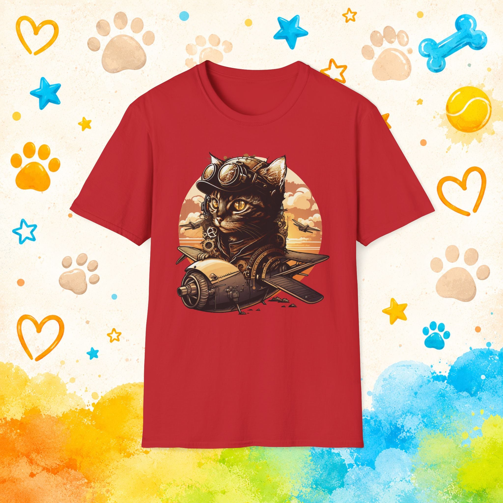Pilot Cat T-Shirt — Vintage Aviator Cat Graphic Tee