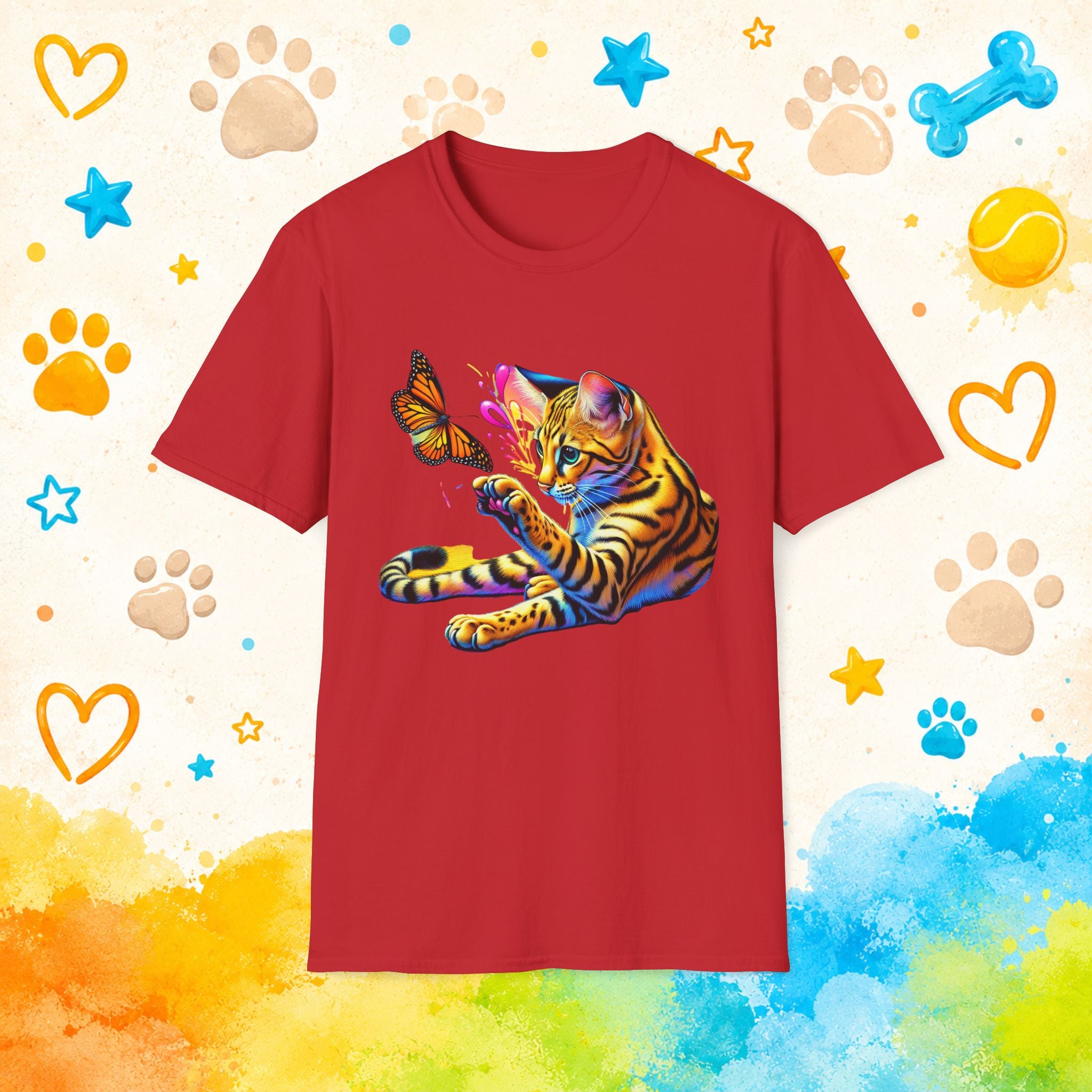 Cat Bengal Kitten & Butterfly T-Shirt