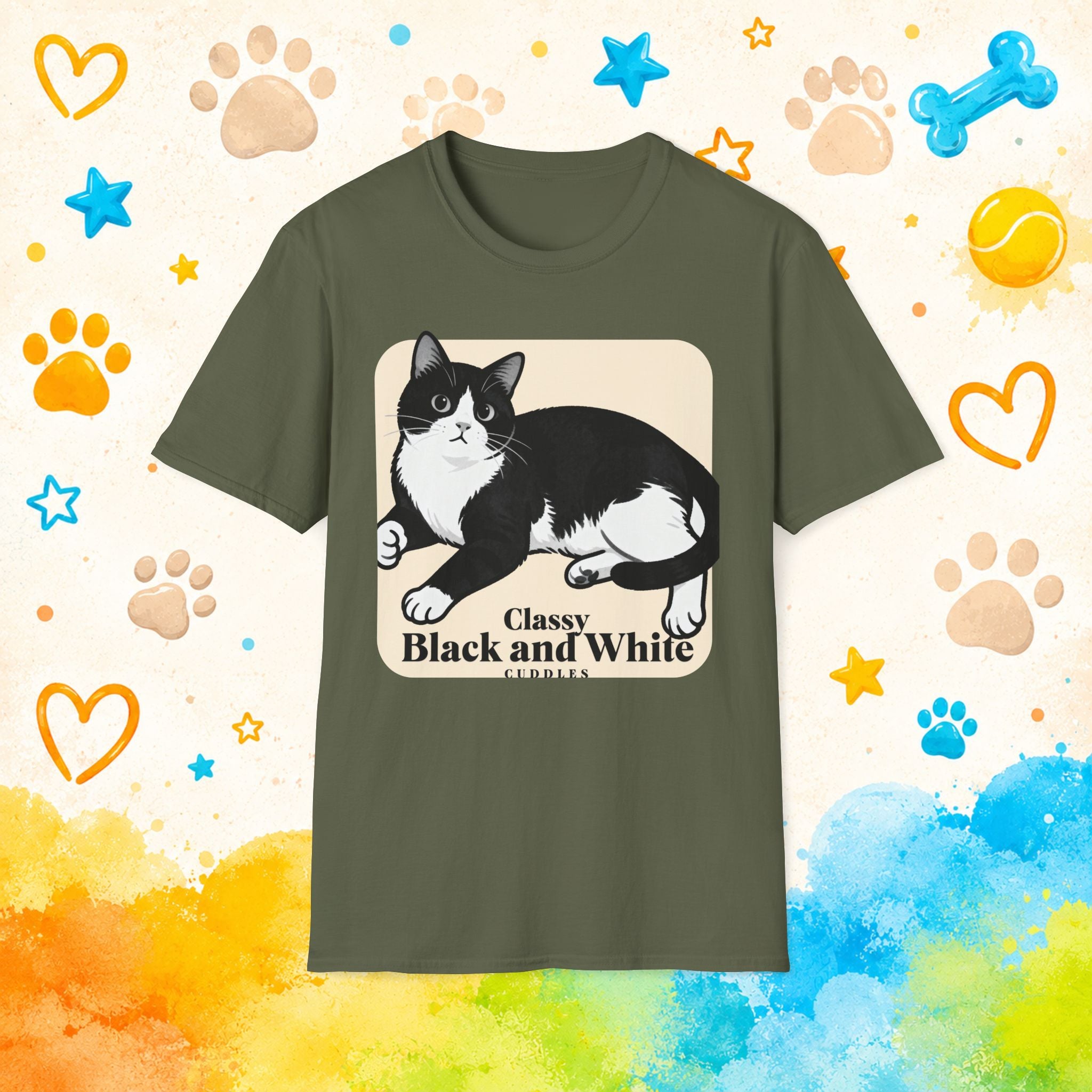 Cat Classy Black and White CuddlesT-Shirt