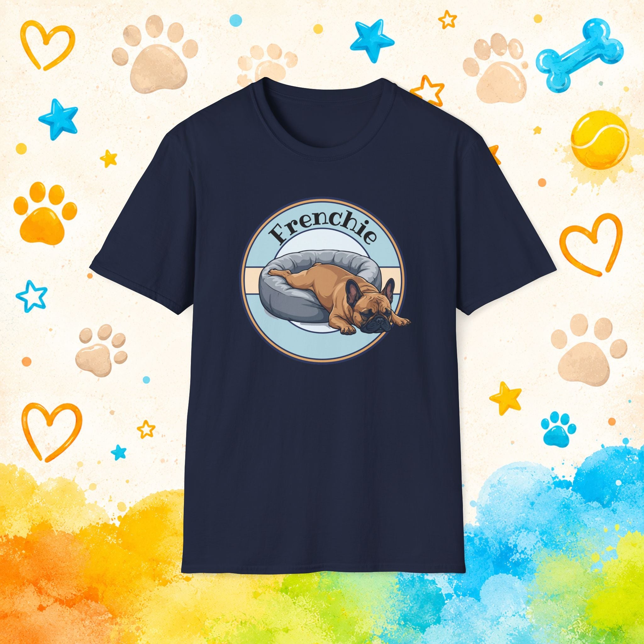 Funny Sleeping French Bulldog T-Shirt | Cute Lazy Frenchie Dog Shirt | Cozy French Bulldog Lover Tee