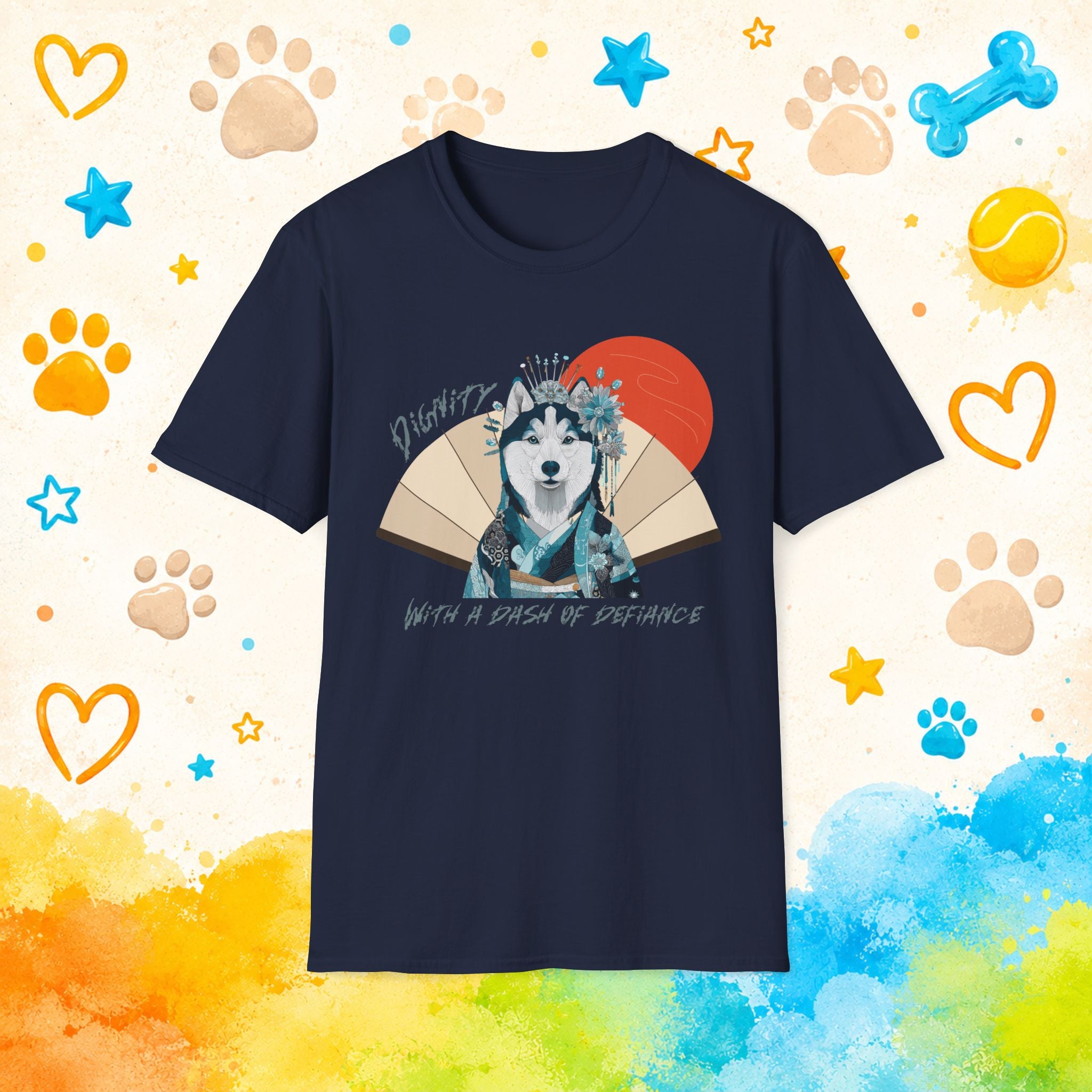 Siberian Husky Geisha T-Shirt | Dignity With a Dash of Defiance | Funny Husky Personality Graphic Tee