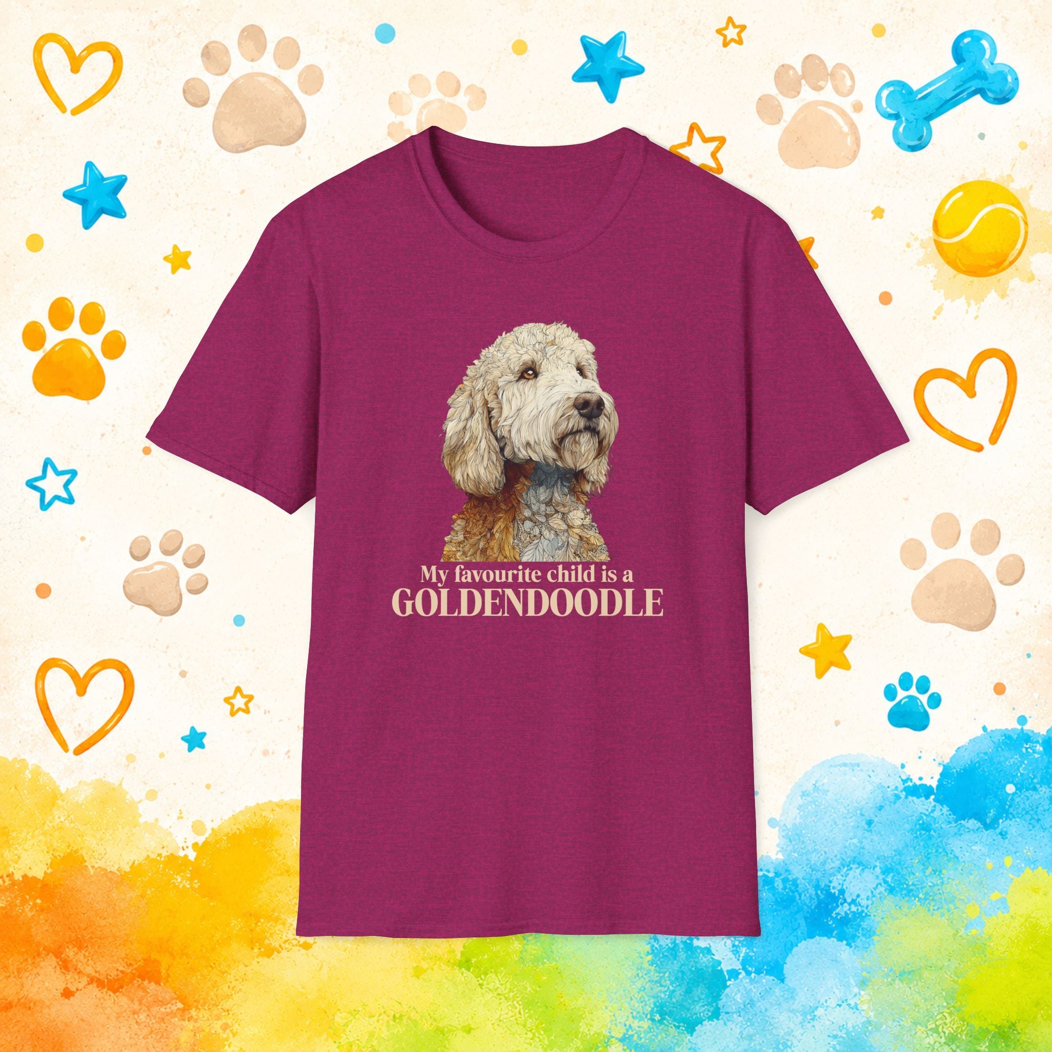 Goldendoodle Portrait T-Shirt | Watercolor Dog Illustration