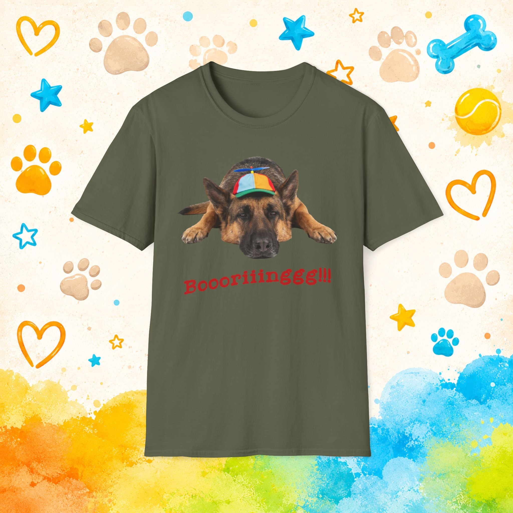 German Shepherd "Boooriinngg" T-Shirt