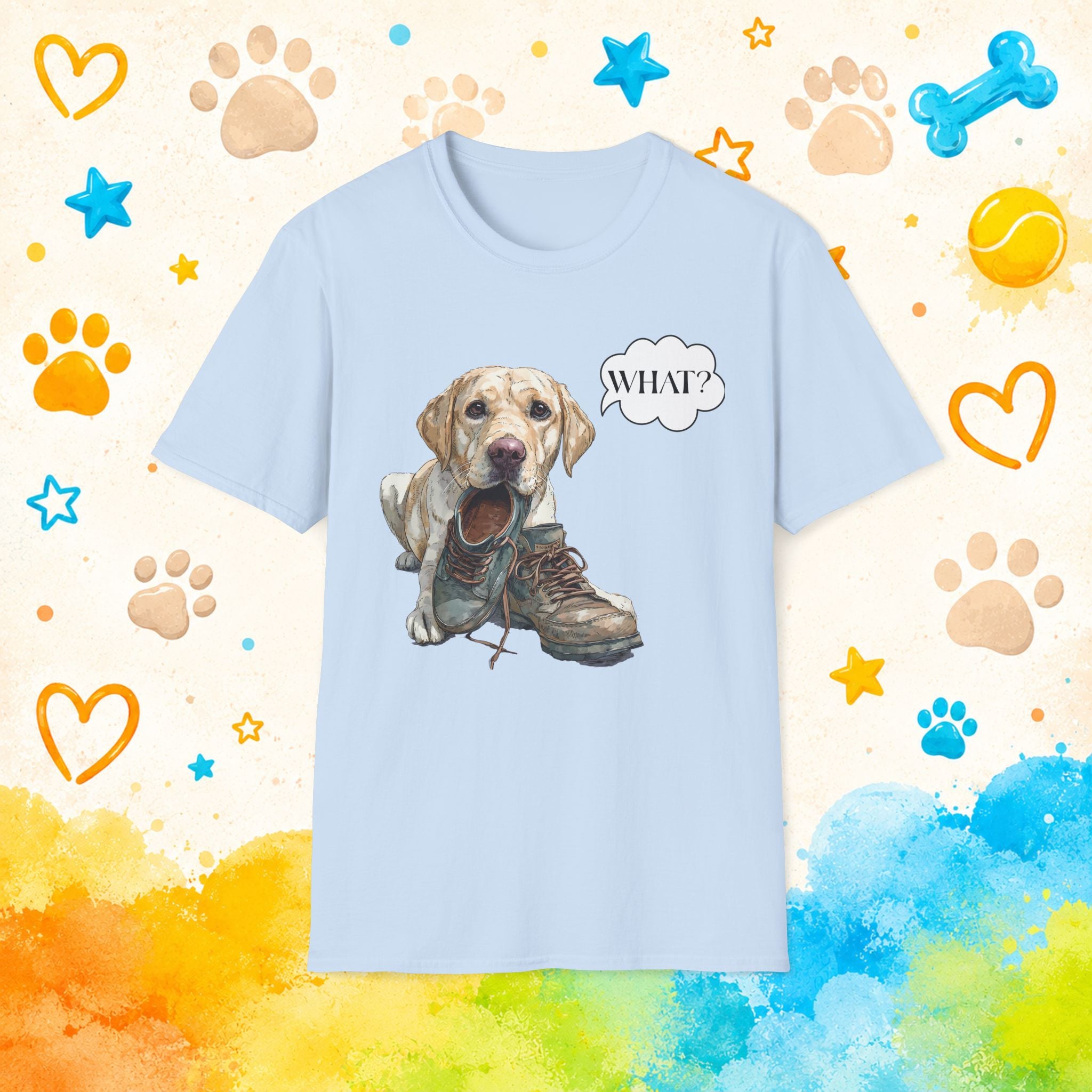 Labrador Retriever What? Funny T-Shirt – Shoe Chewer Humor Tee