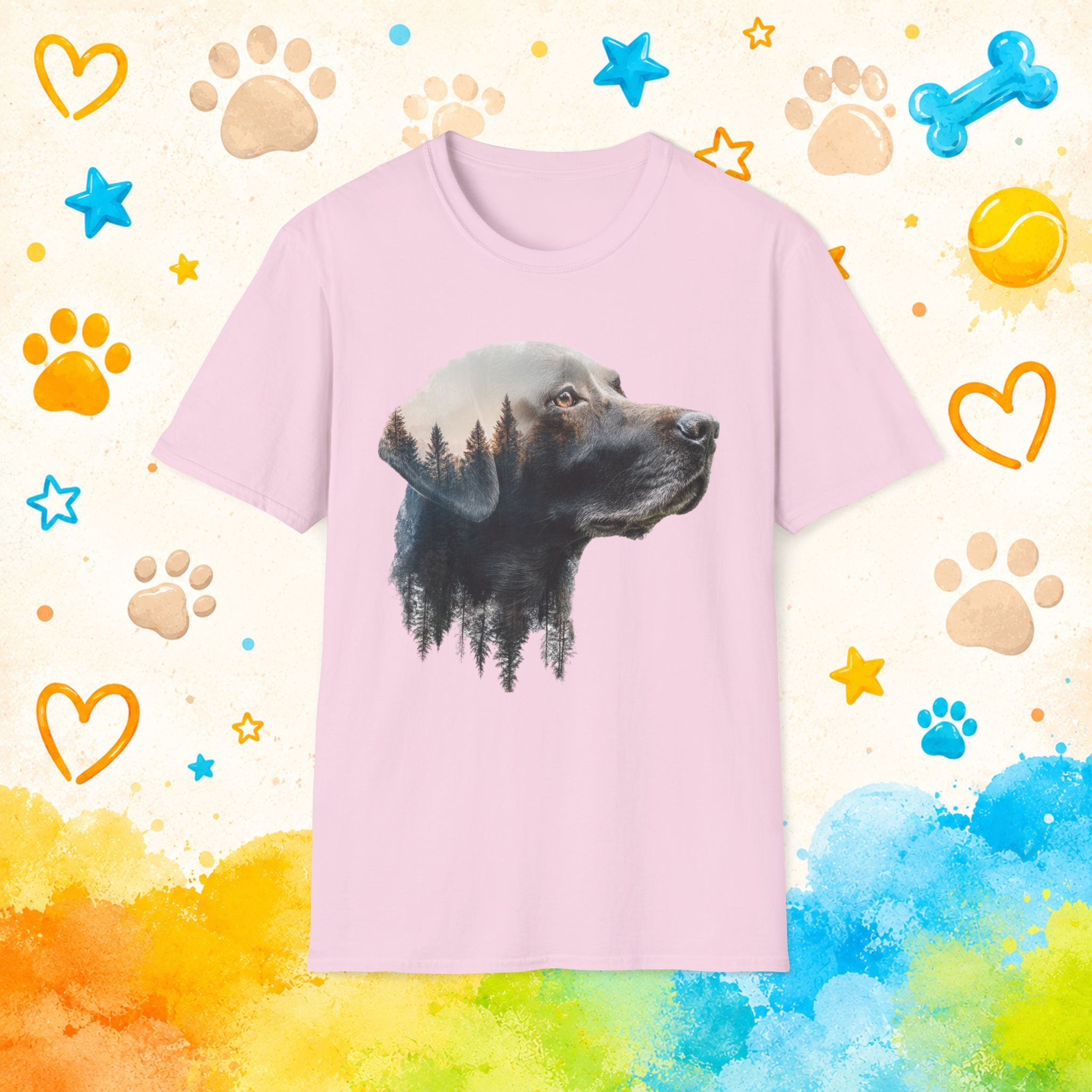 Labrador Double Exposure Forest T-Shirt | Dog Silhouette Nature Tee