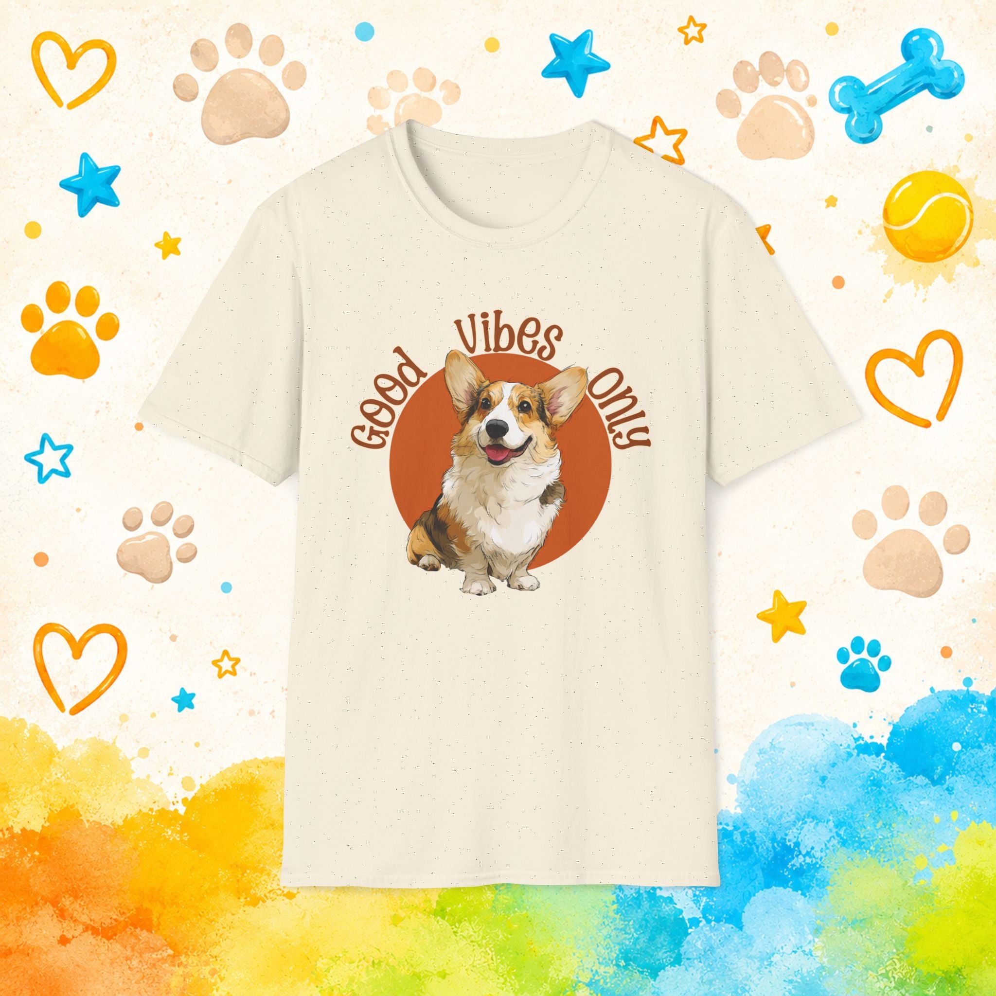 Good Vibes Only Corgi T-Shirt, Cute Happy Dog Tee, Funny Positive Pet Shirt, Corgi Lover Gift, Good Energy Dog Graphic Tee