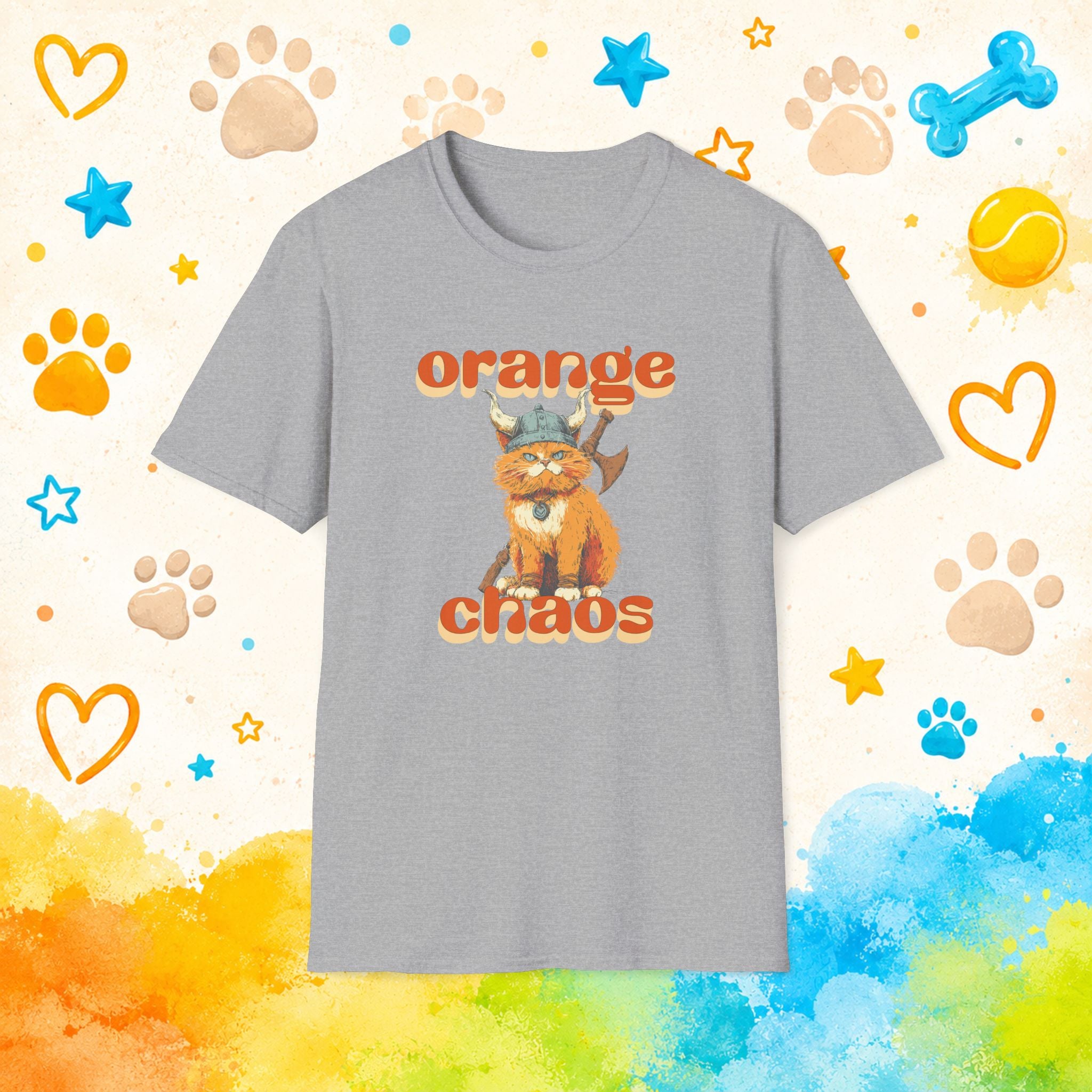 Cat Viking Orange Chaos T-Shirt