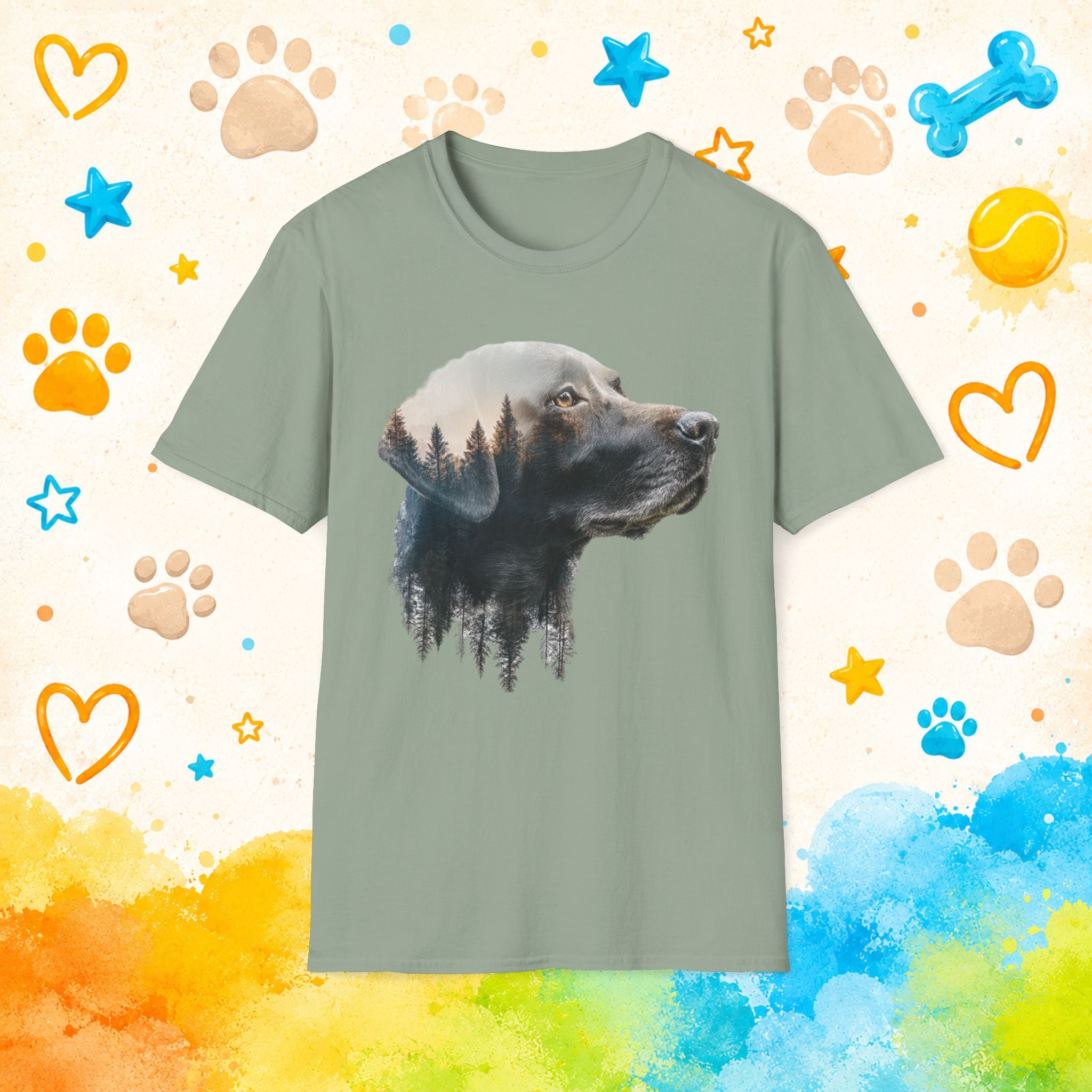 Labrador Double Exposure Forest T-Shirt | Dog Silhouette Nature Tee