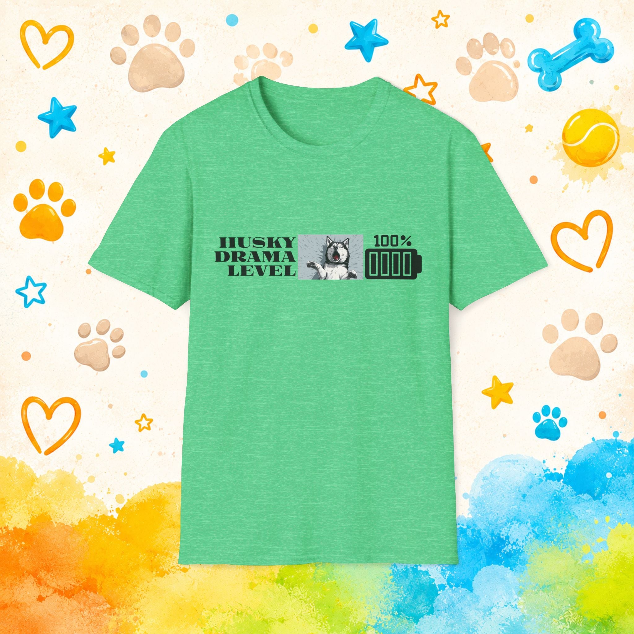 Husky Drama Level: 100% | Funny Siberian Husky T-Shirt | Screaming Husky Personality Graphic Tee