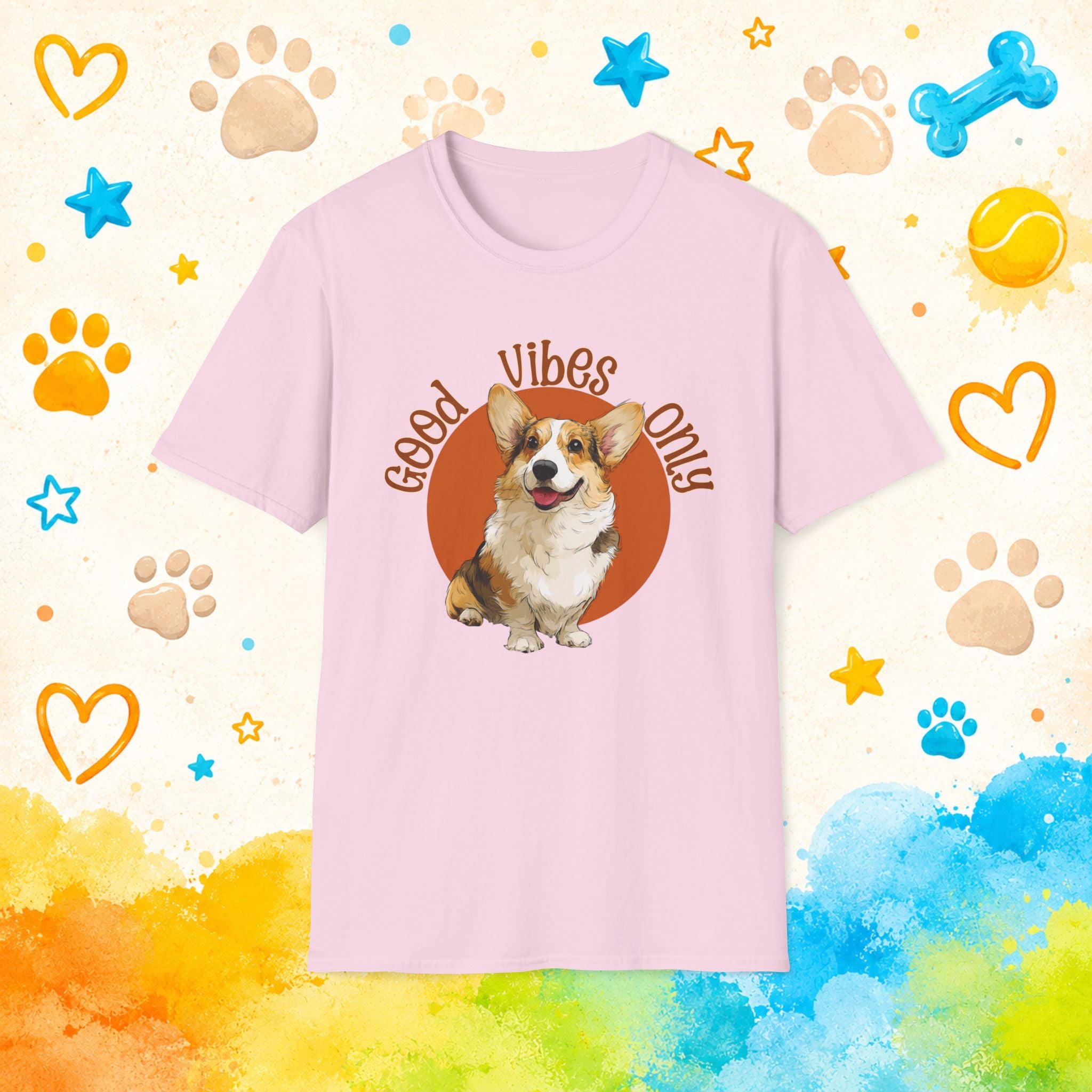 Good Vibes Only Corgi T-Shirt, Cute Happy Dog Tee, Funny Positive Pet Shirt, Corgi Lover Gift, Good Energy Dog Graphic Tee
