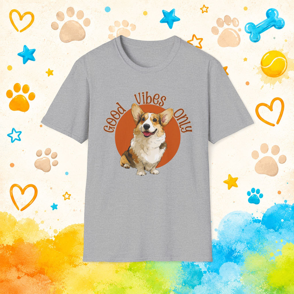 Good Vibes Only Corgi T-Shirt, Cute Happy Dog Tee, Funny Positive Pet Shirt, Corgi Lover Gift, Good Energy Dog Graphic Tee