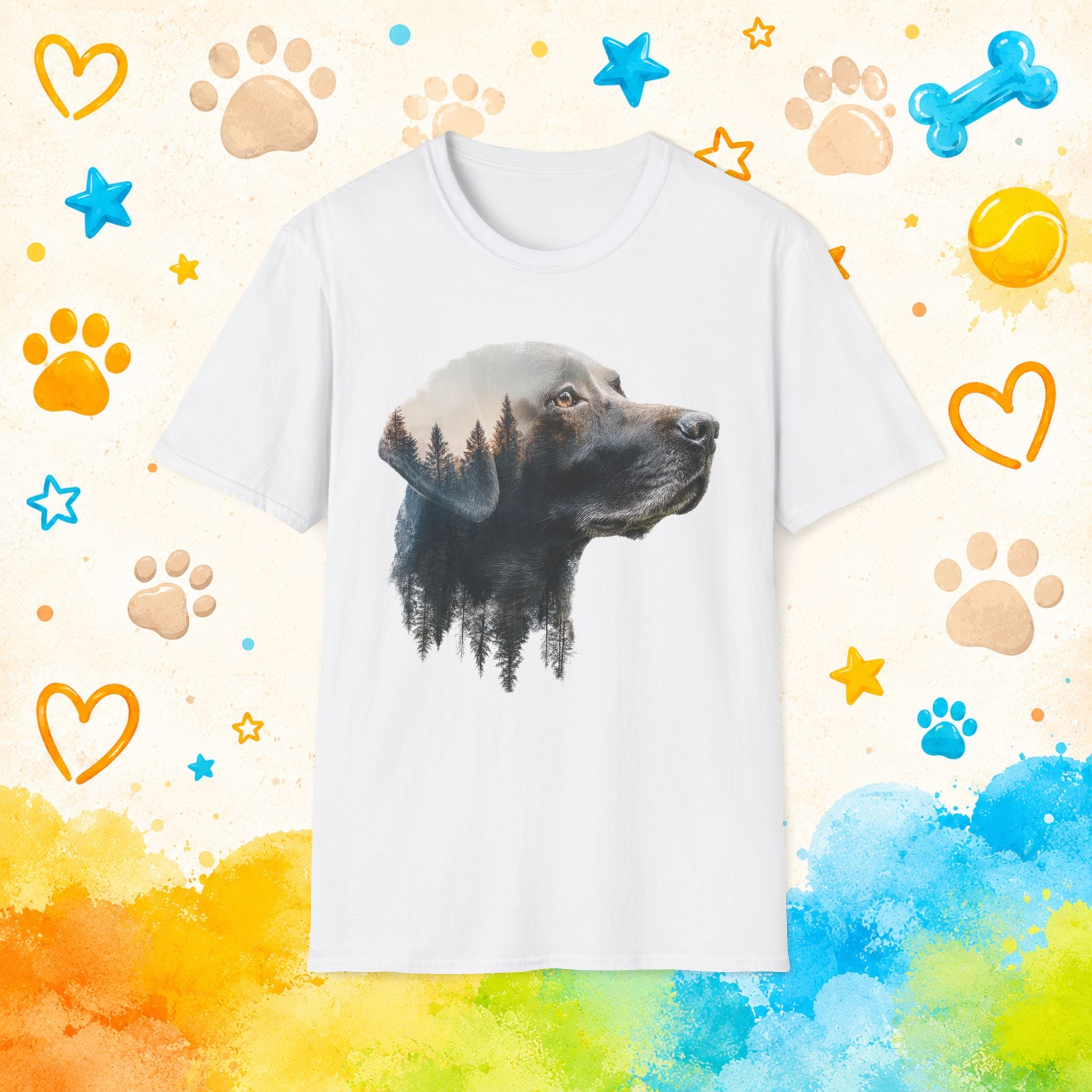 Labrador Double Exposure Forest T-Shirt | Dog Silhouette Nature Tee