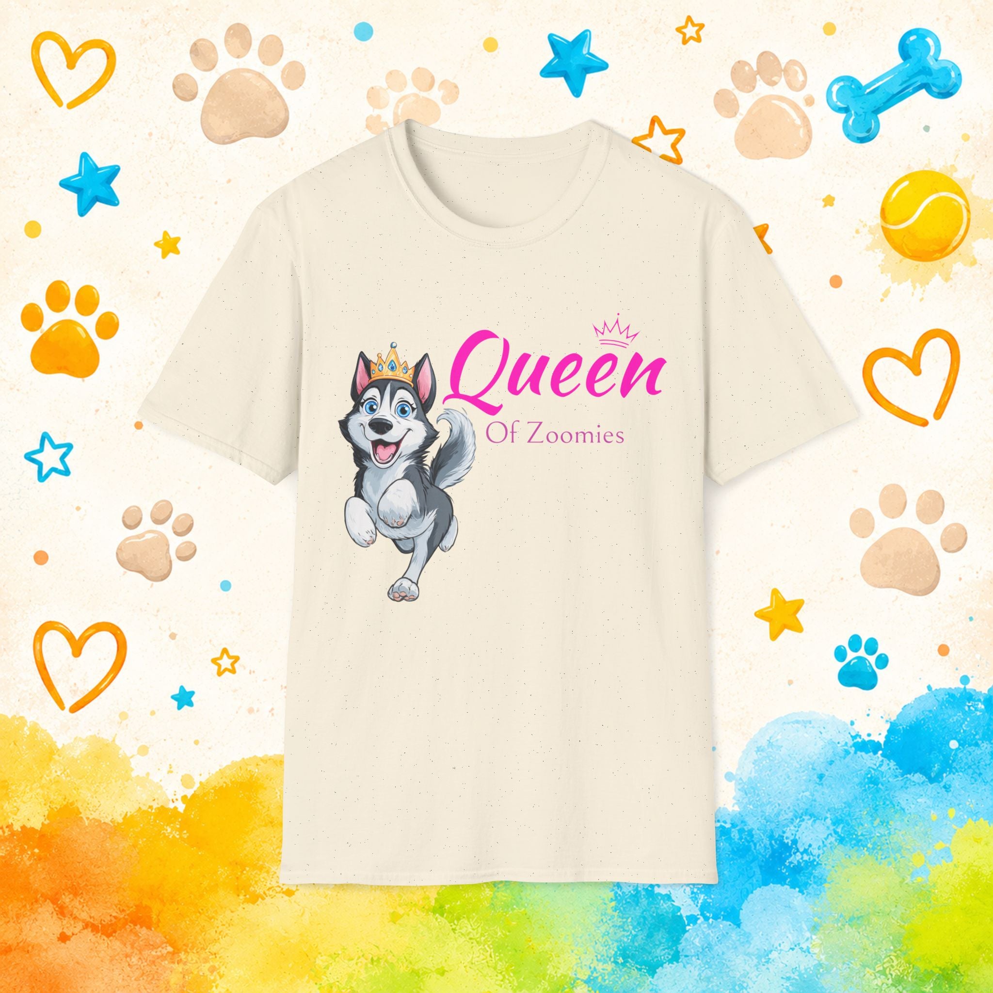 Queen of Zoomies | Funny Siberian Husky T-Shirt | Husky Personality Graphic Tee for Dog Lovers