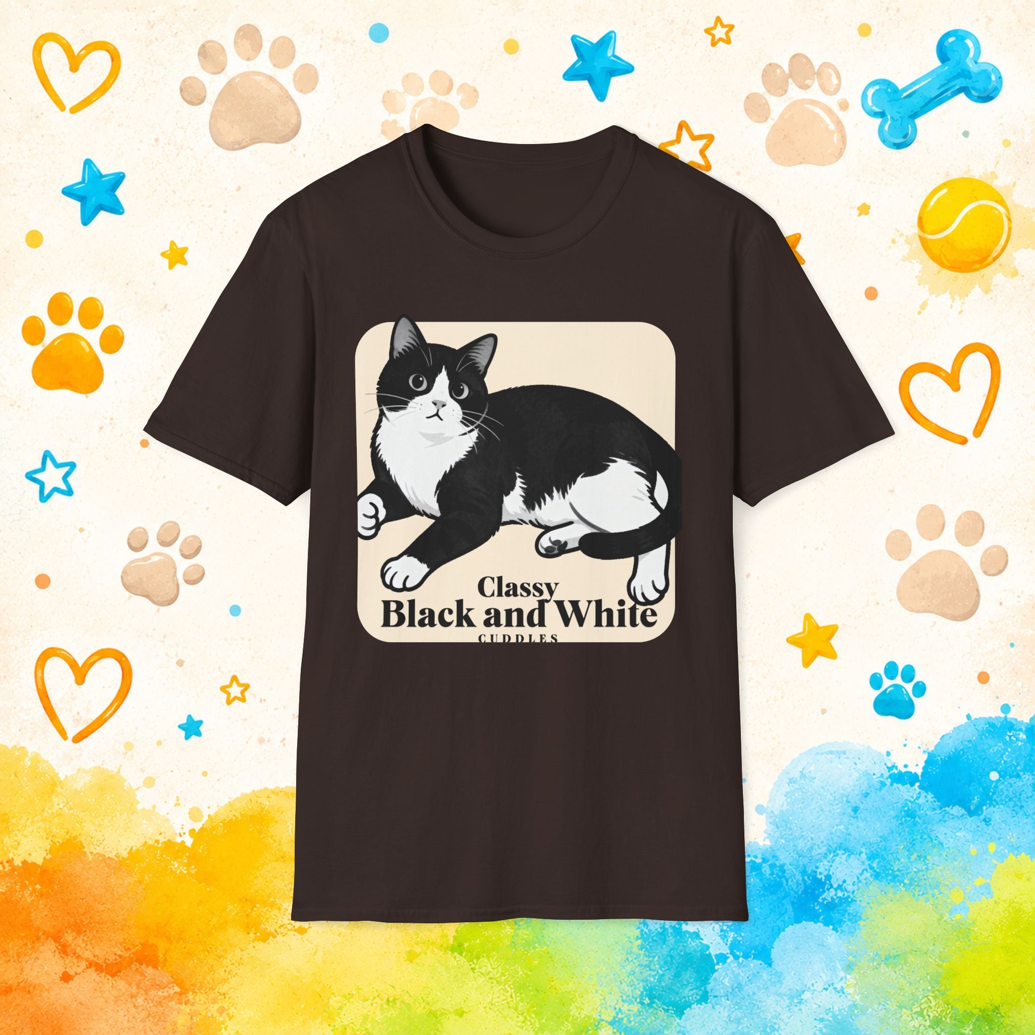 Cat Classy Black and White CuddlesT-Shirt