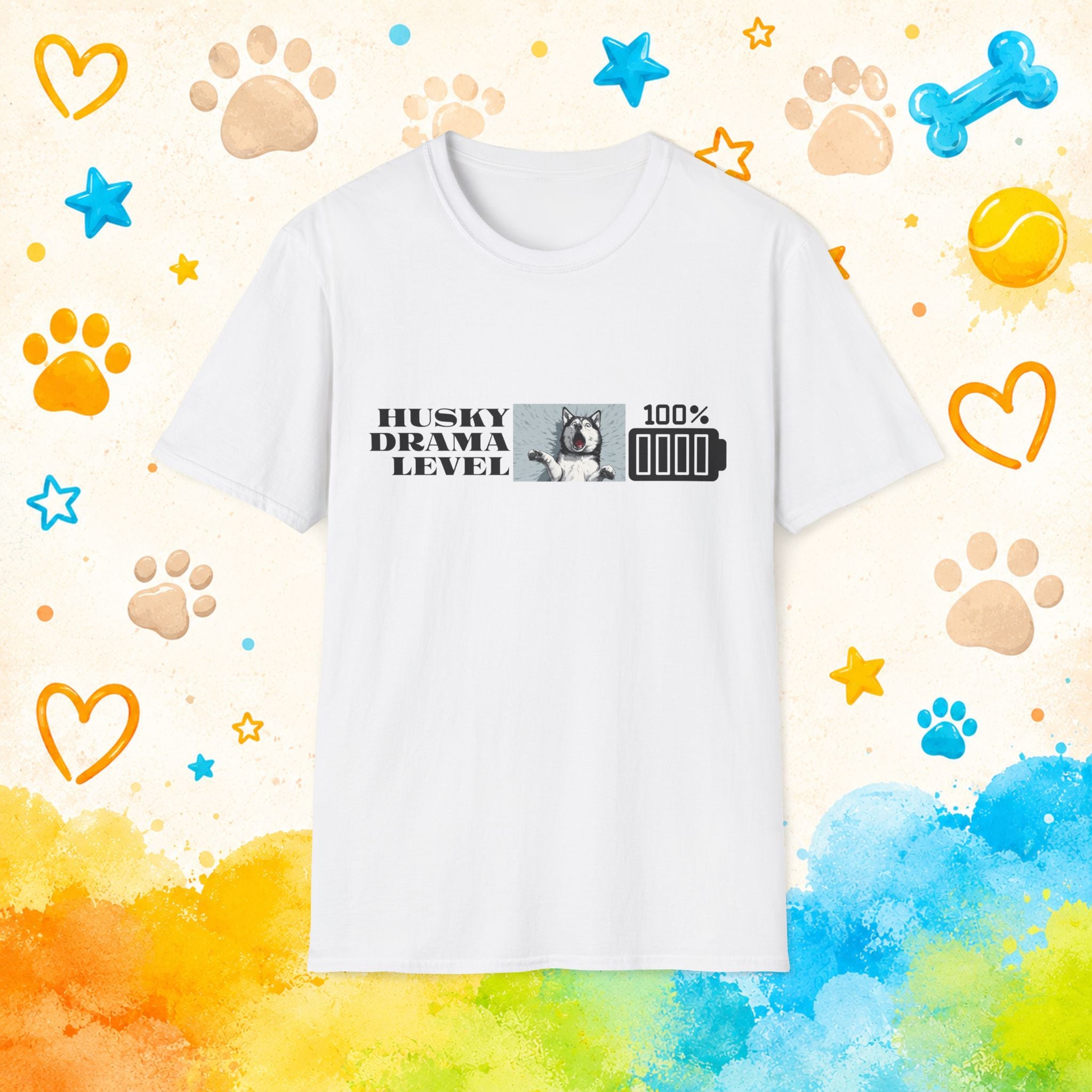 Husky Drama Level: 100% | Funny Siberian Husky T-Shirt | Screaming Husky Personality Graphic Tee