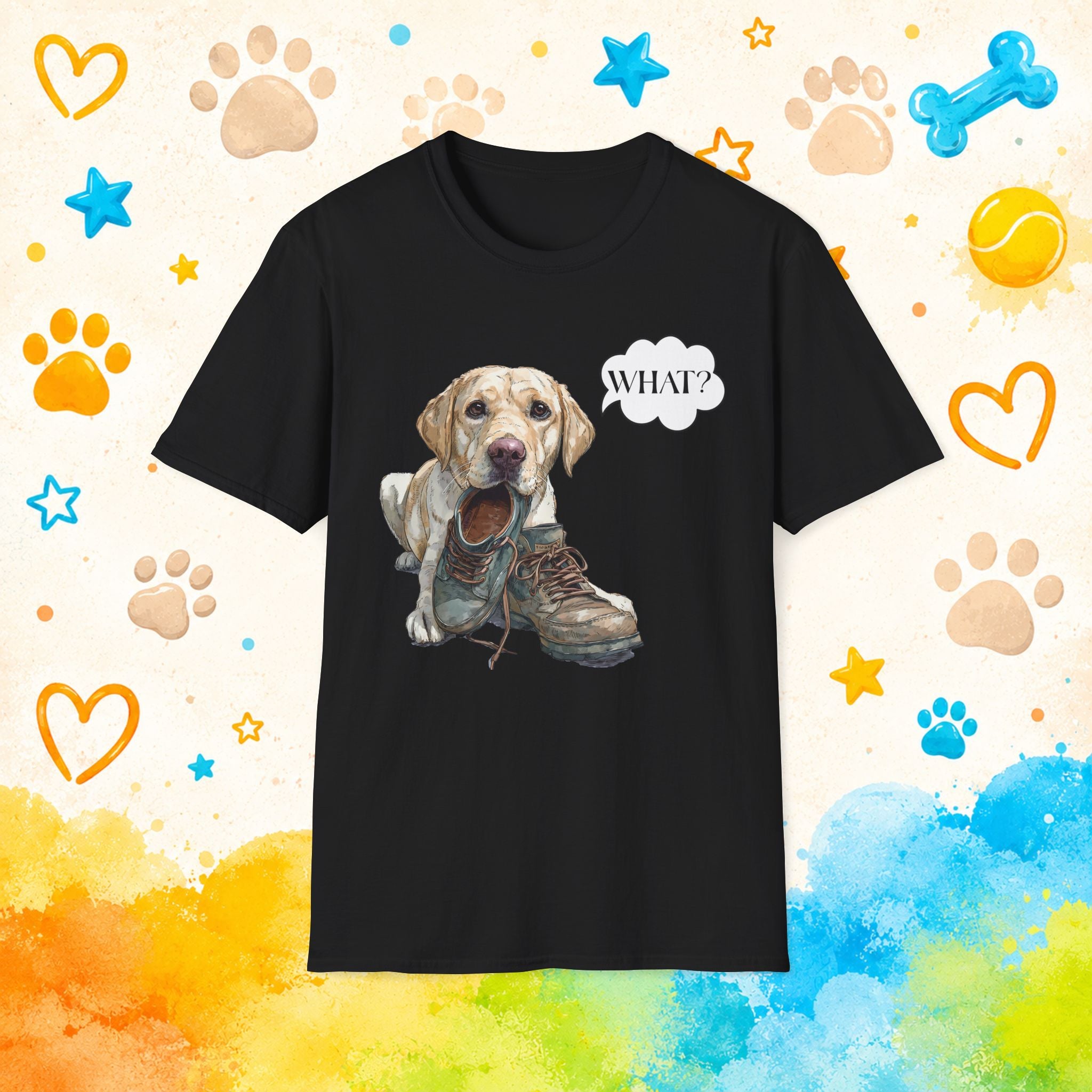 Labrador Retriever What? Funny T-Shirt – Shoe Chewer Humor Tee