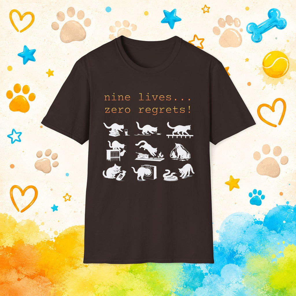 Cat "Nine lives... zero regrets!" T-shirt
