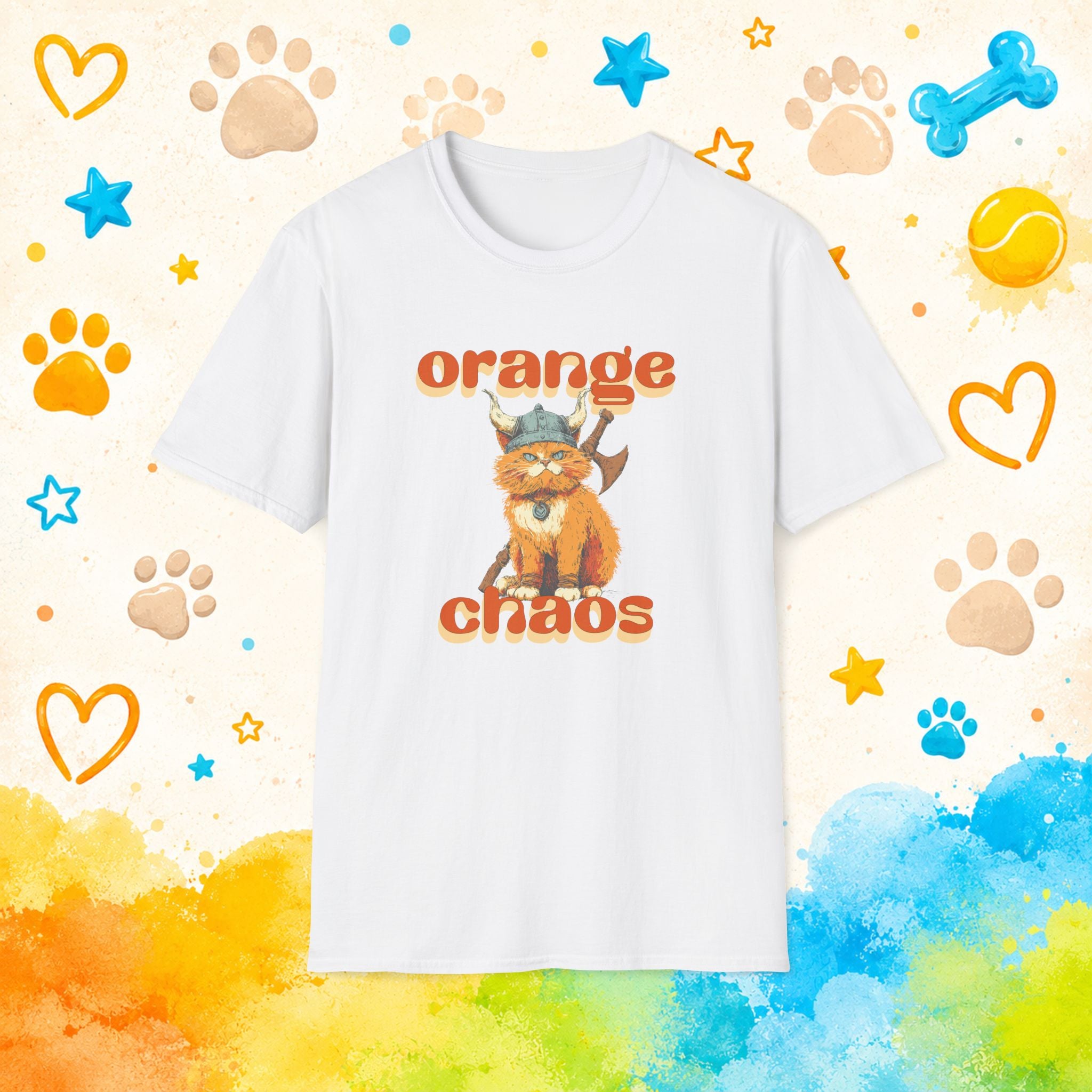 Cat Viking Orange Chaos T-Shirt