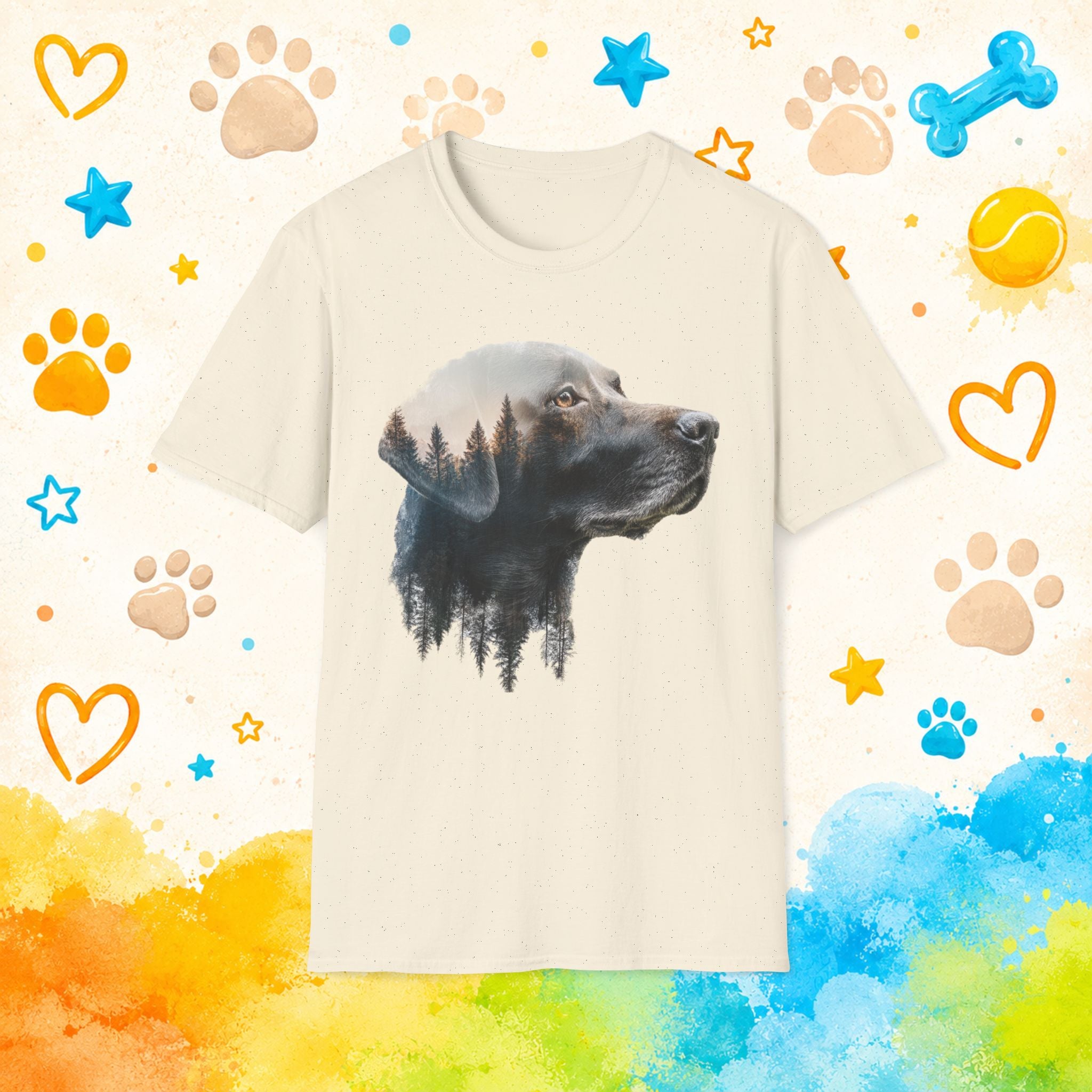 Labrador Double Exposure Forest T-Shirt | Dog Silhouette Nature Tee