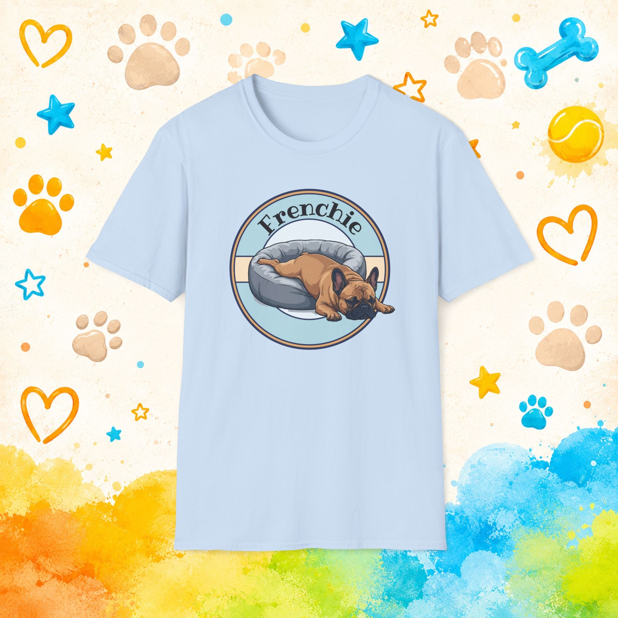 Funny Sleeping French Bulldog T-Shirt | Cute Lazy Frenchie Dog Shirt | Cozy French Bulldog Lover Tee