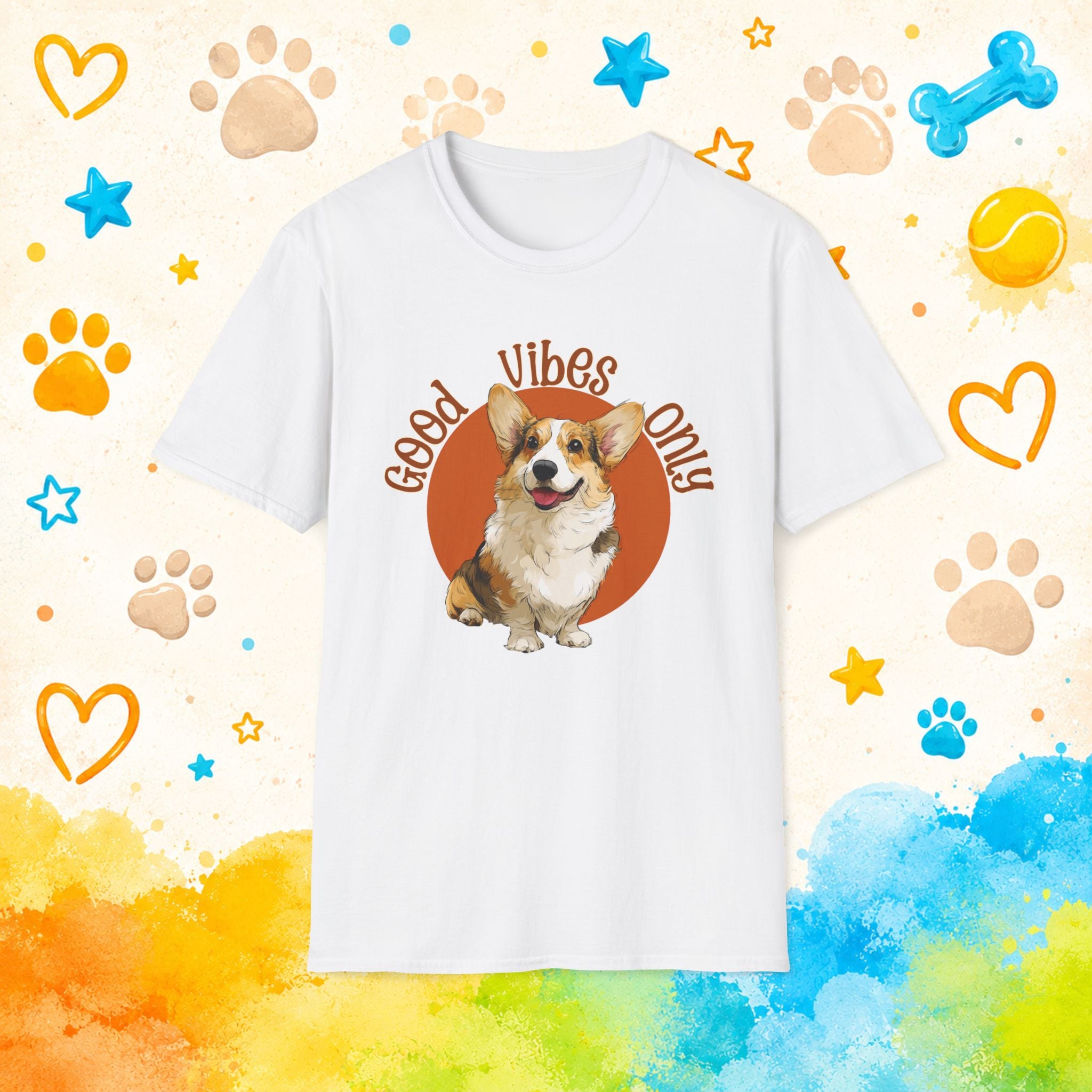 Good Vibes Only Corgi T-Shirt, Cute Happy Dog Tee, Funny Positive Pet Shirt, Corgi Lover Gift, Good Energy Dog Graphic Tee
