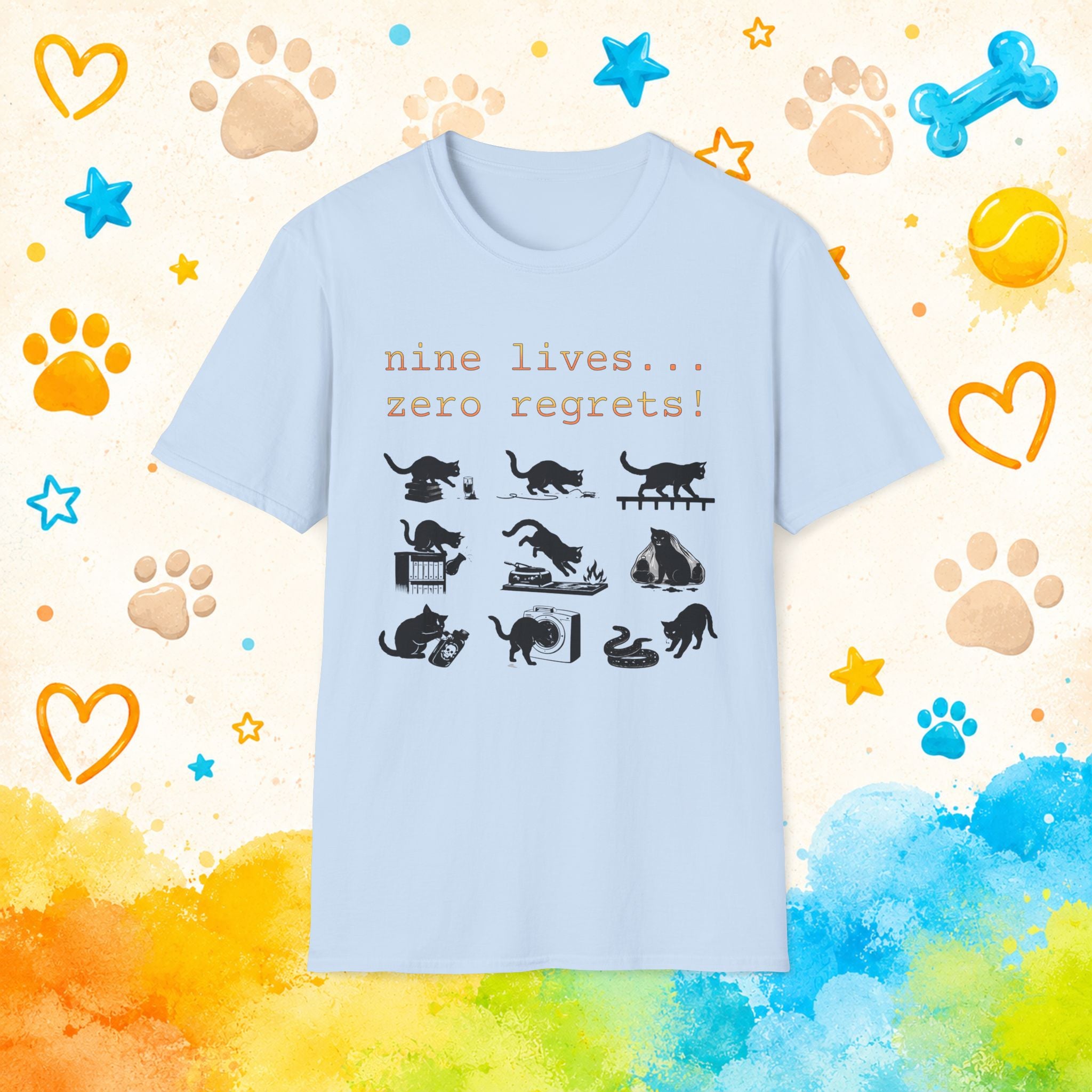 Cat "Nine lives... zero regrets!" T-shirt