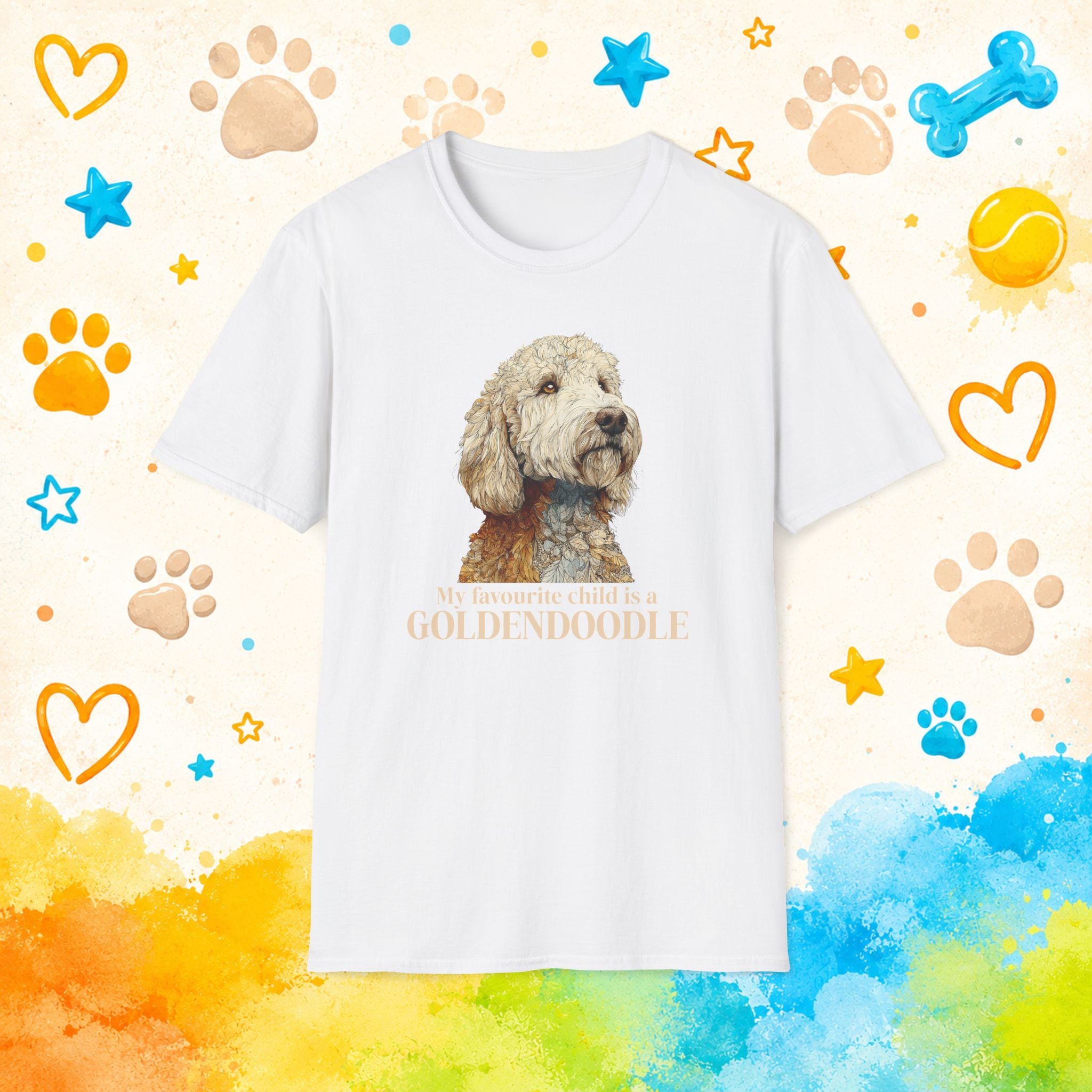Goldendoodle Portrait T-Shirt | Watercolor Dog Illustration