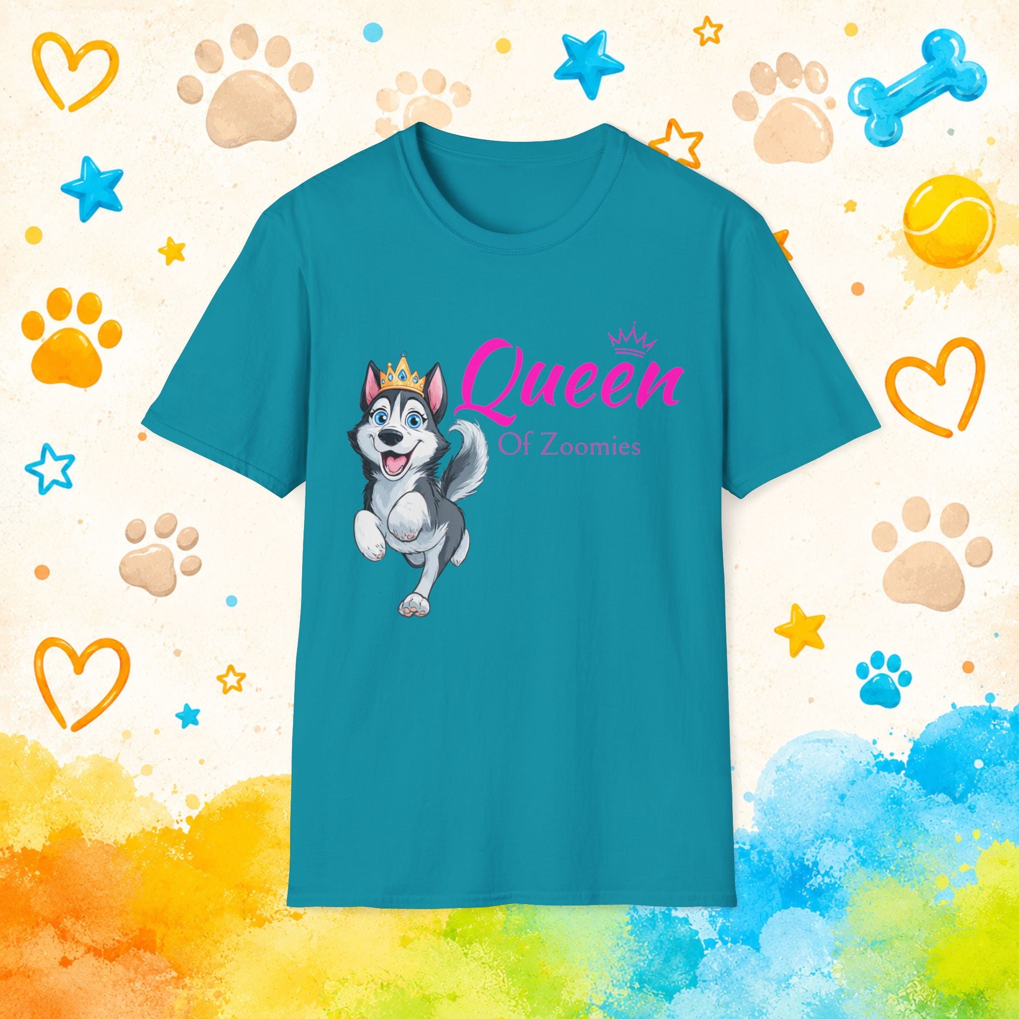 Queen of Zoomies | Funny Siberian Husky T-Shirt | Husky Personality Graphic Tee for Dog Lovers