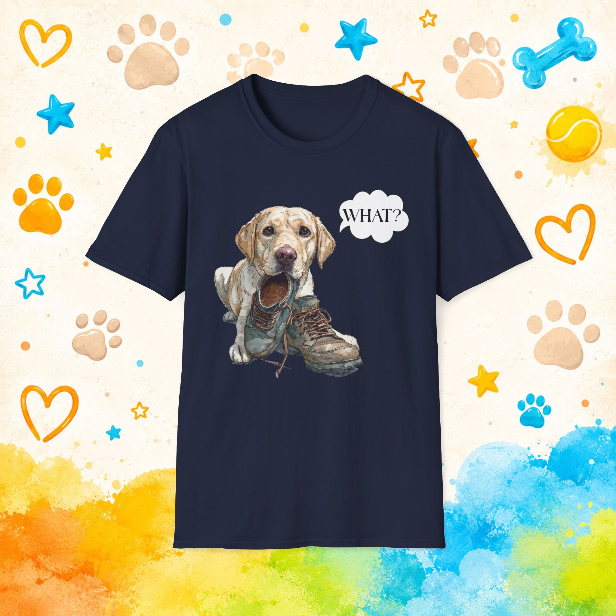 Labrador Retriever What? Funny T-Shirt – Shoe Chewer Humor Tee