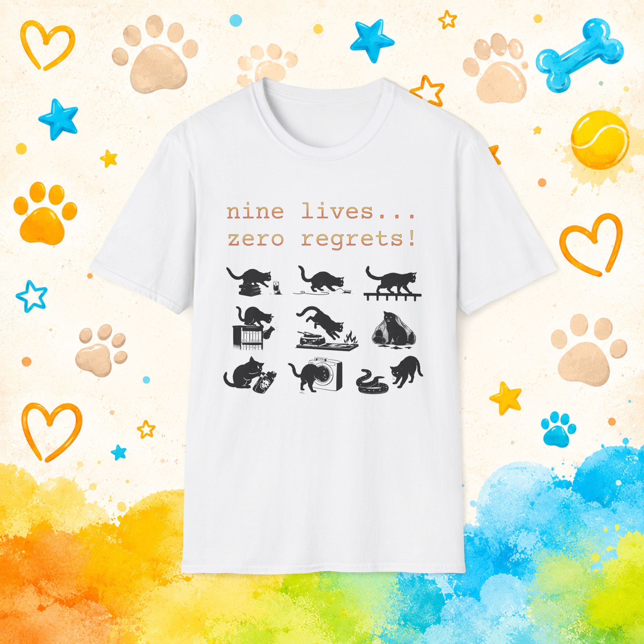 Cat "Nine lives... zero regrets!" T-shirt