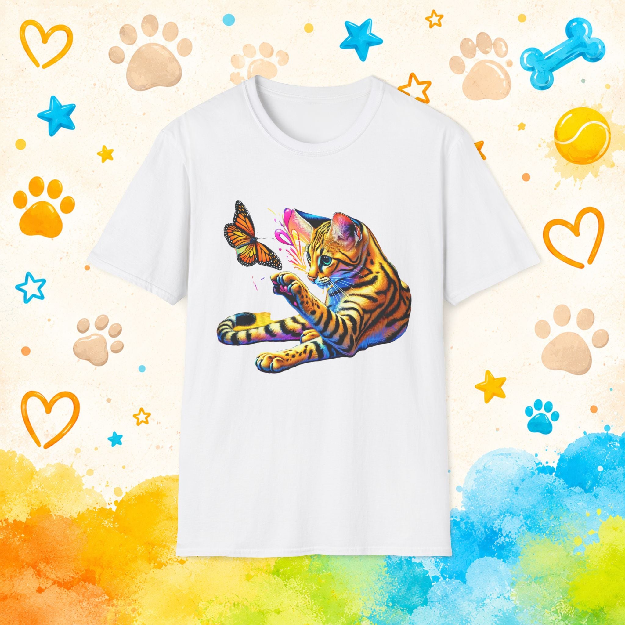 Cat Bengal Kitten & Butterfly T-Shirt