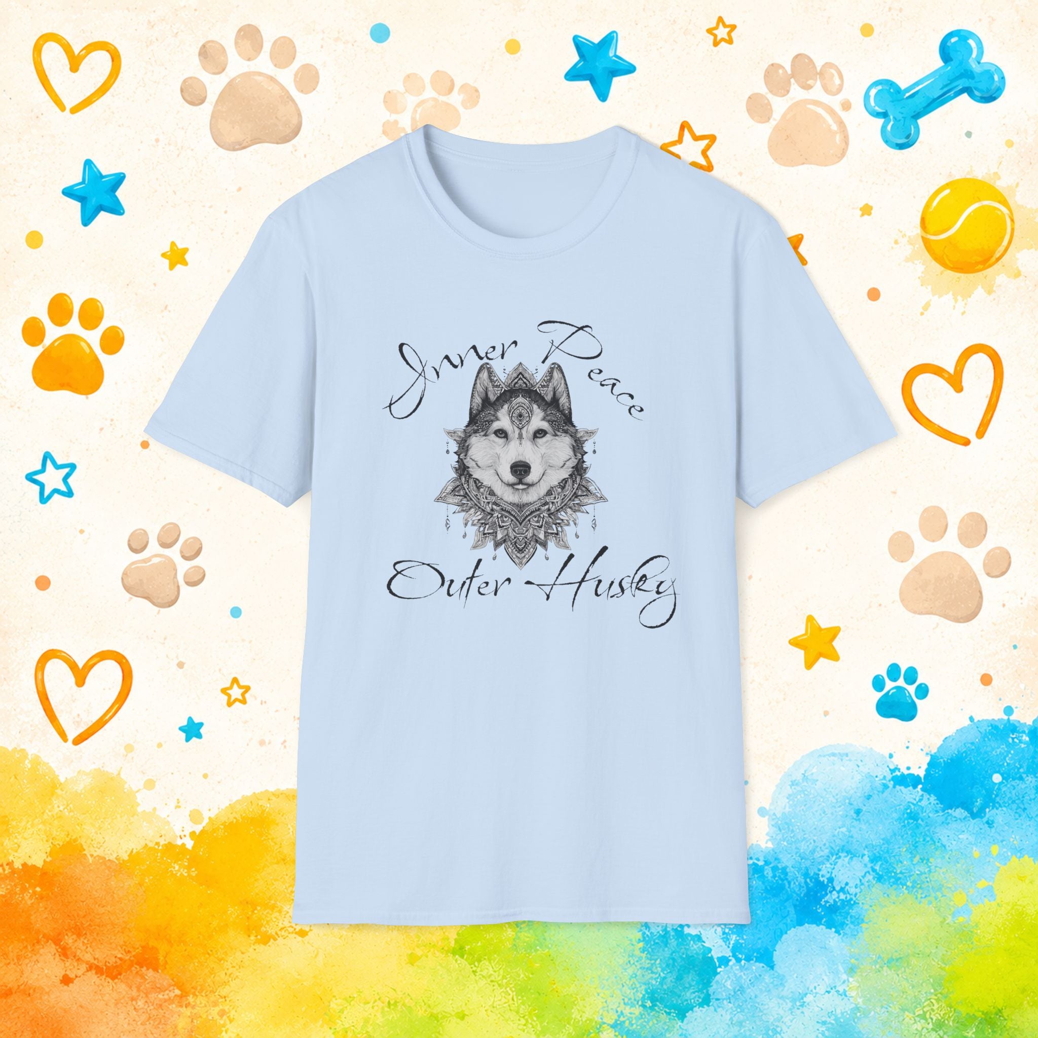 Inner Peace. Outer Husky. | Spiritual Siberian Husky Mandala T-Shirt | Zen Husky Graphic Tee