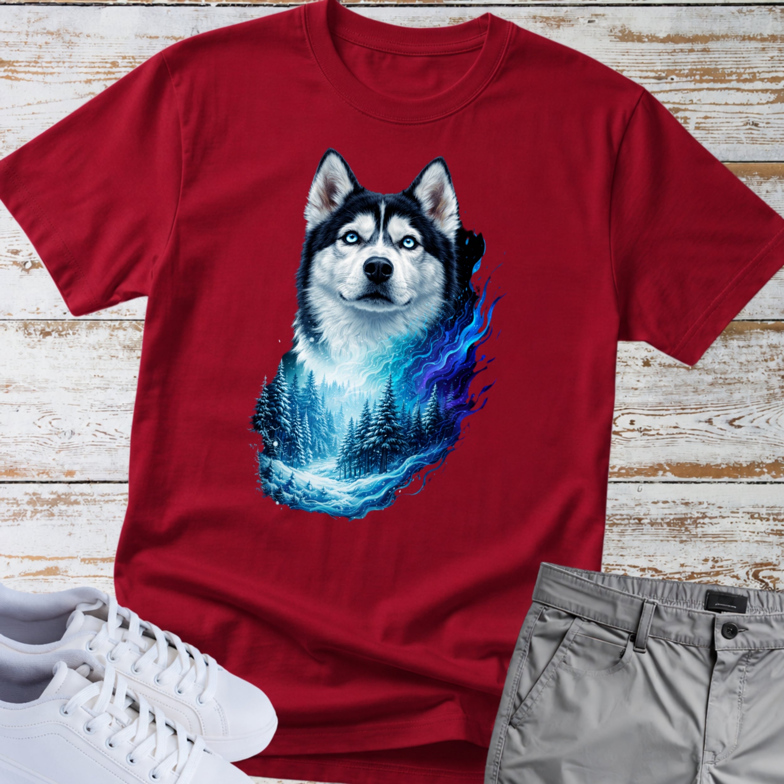 Siberian Husky Arctic Forest Tee