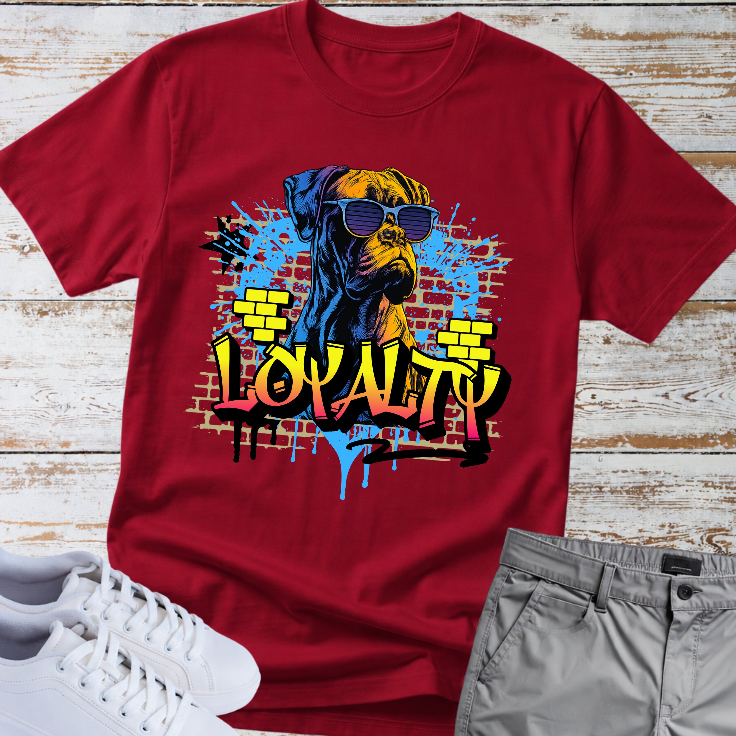 Loyalty Boxer Dog T-Shirt, Cool Boxer Wearing Sunglasses Tee, Street Art Dog Shirt, Boxer Lover Gift, Funny Boxer Dog Apparel