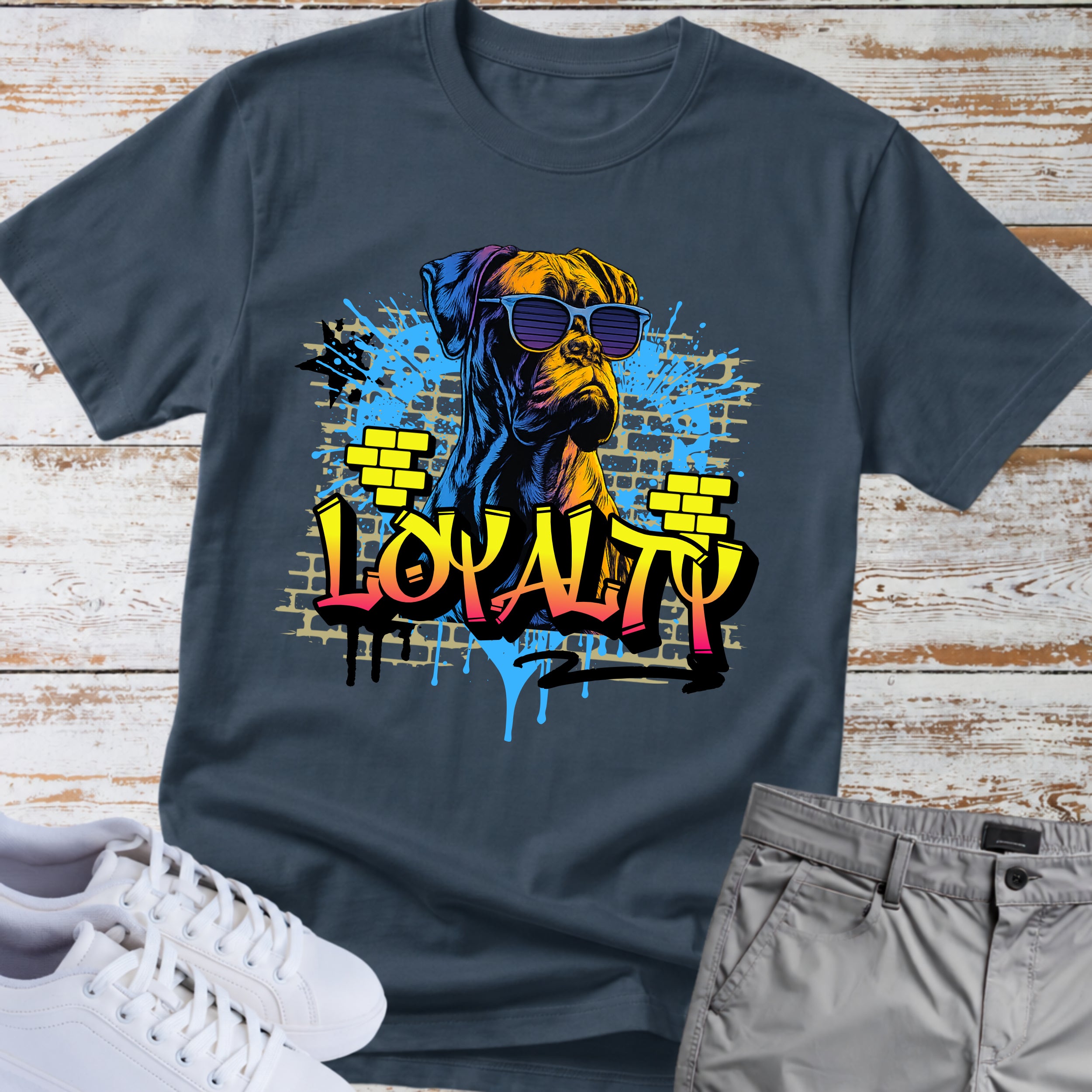 Loyalty Boxer Dog T-Shirt, Cool Boxer Wearing Sunglasses Tee, Street Art Dog Shirt, Boxer Lover Gift, Funny Boxer Dog Apparel