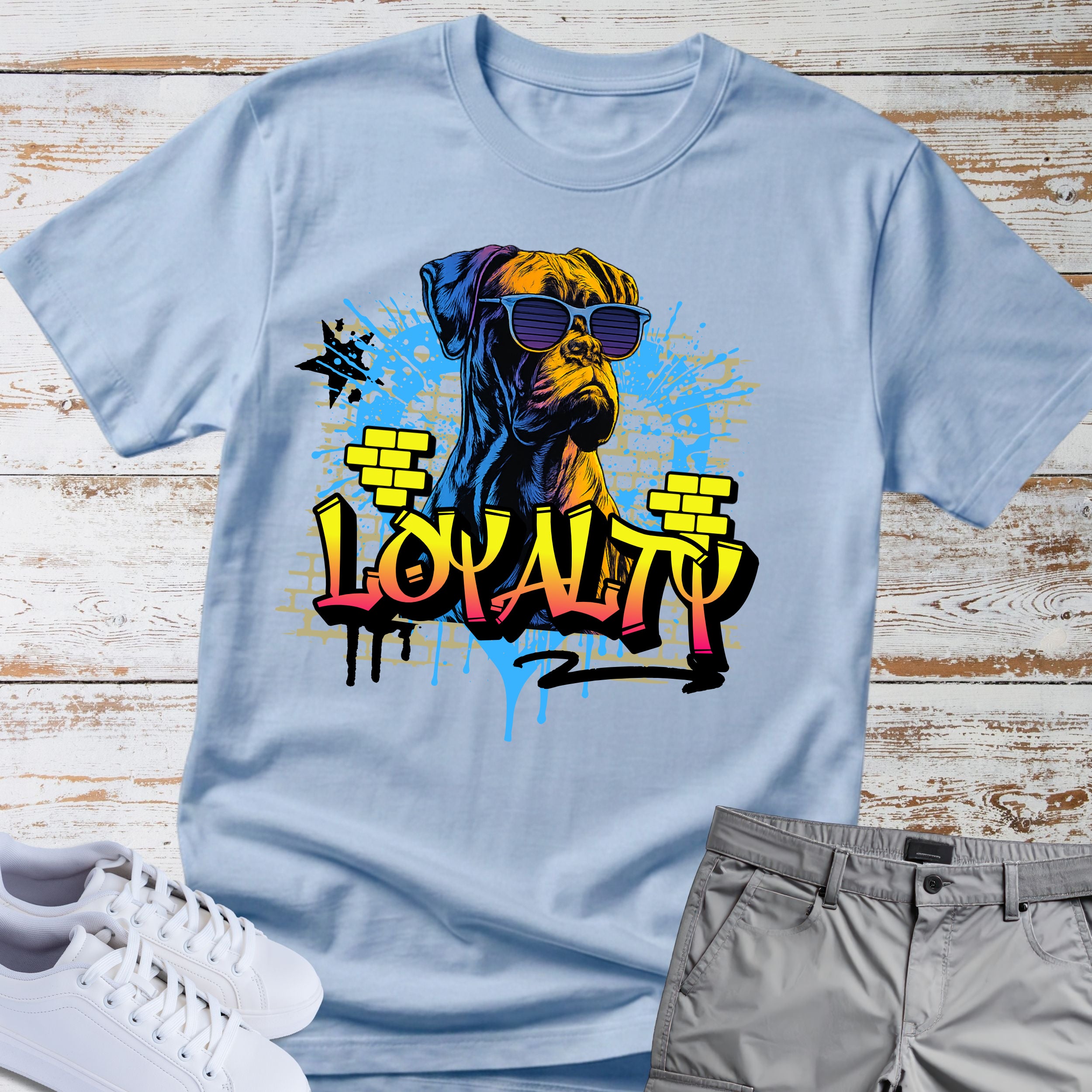 Loyalty Boxer Dog T-Shirt, Cool Boxer Wearing Sunglasses Tee, Street Art Dog Shirt, Boxer Lover Gift, Funny Boxer Dog Apparel