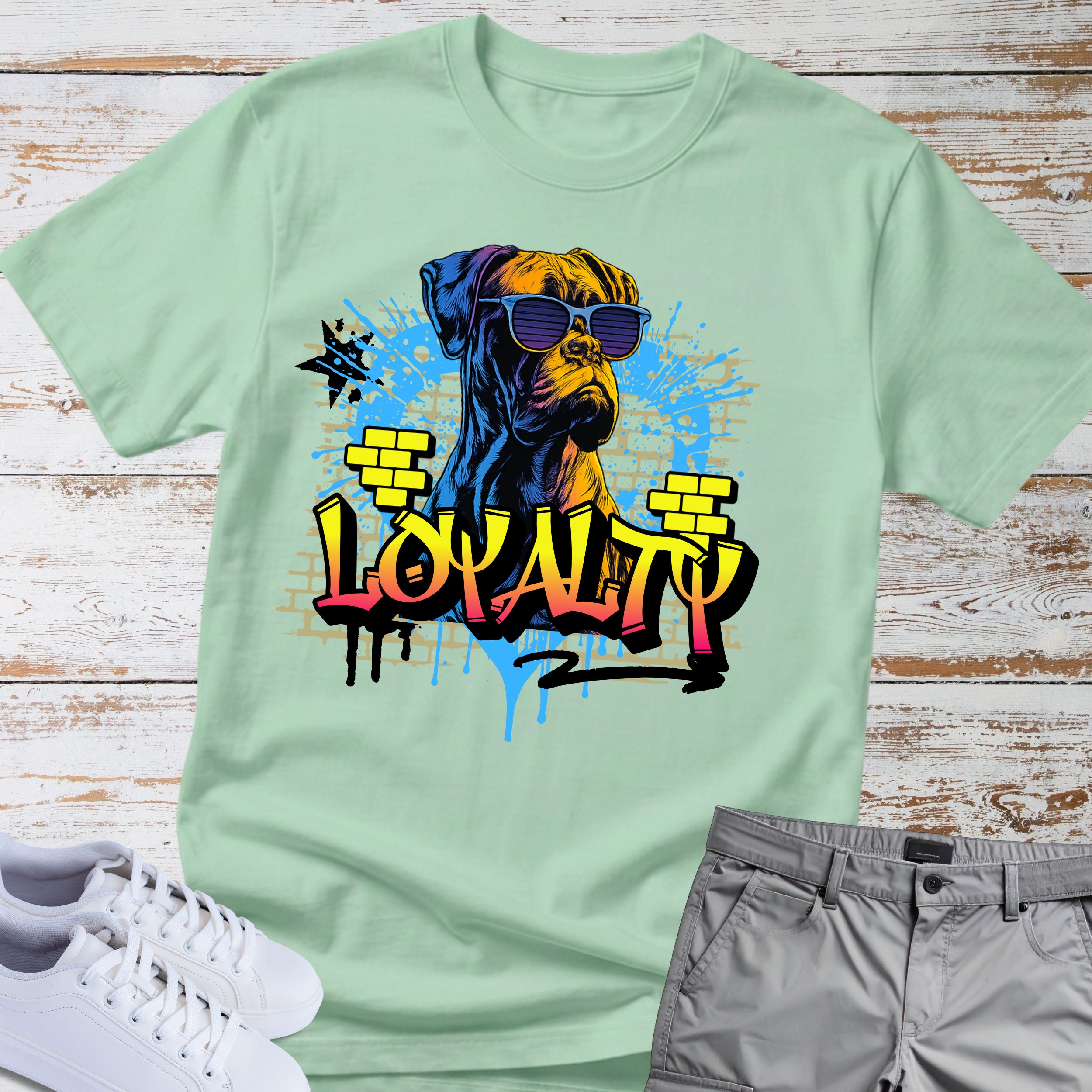 Loyalty Boxer Dog T-Shirt, Cool Boxer Wearing Sunglasses Tee, Street Art Dog Shirt, Boxer Lover Gift, Funny Boxer Dog Apparel
